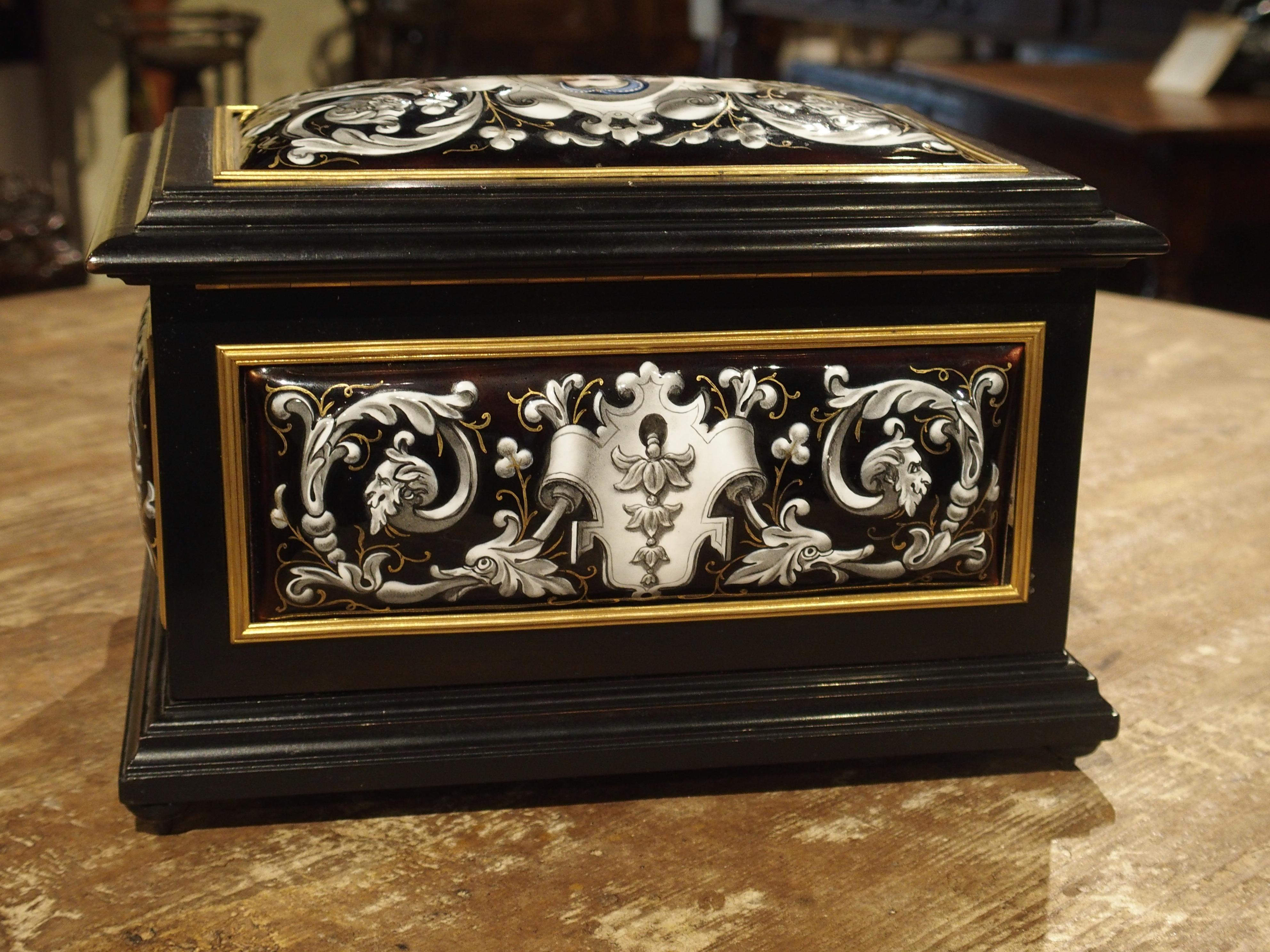 Antique Enameled Copper and Wood Table Box by Alphonse Giroux Paris, circa 1850 6