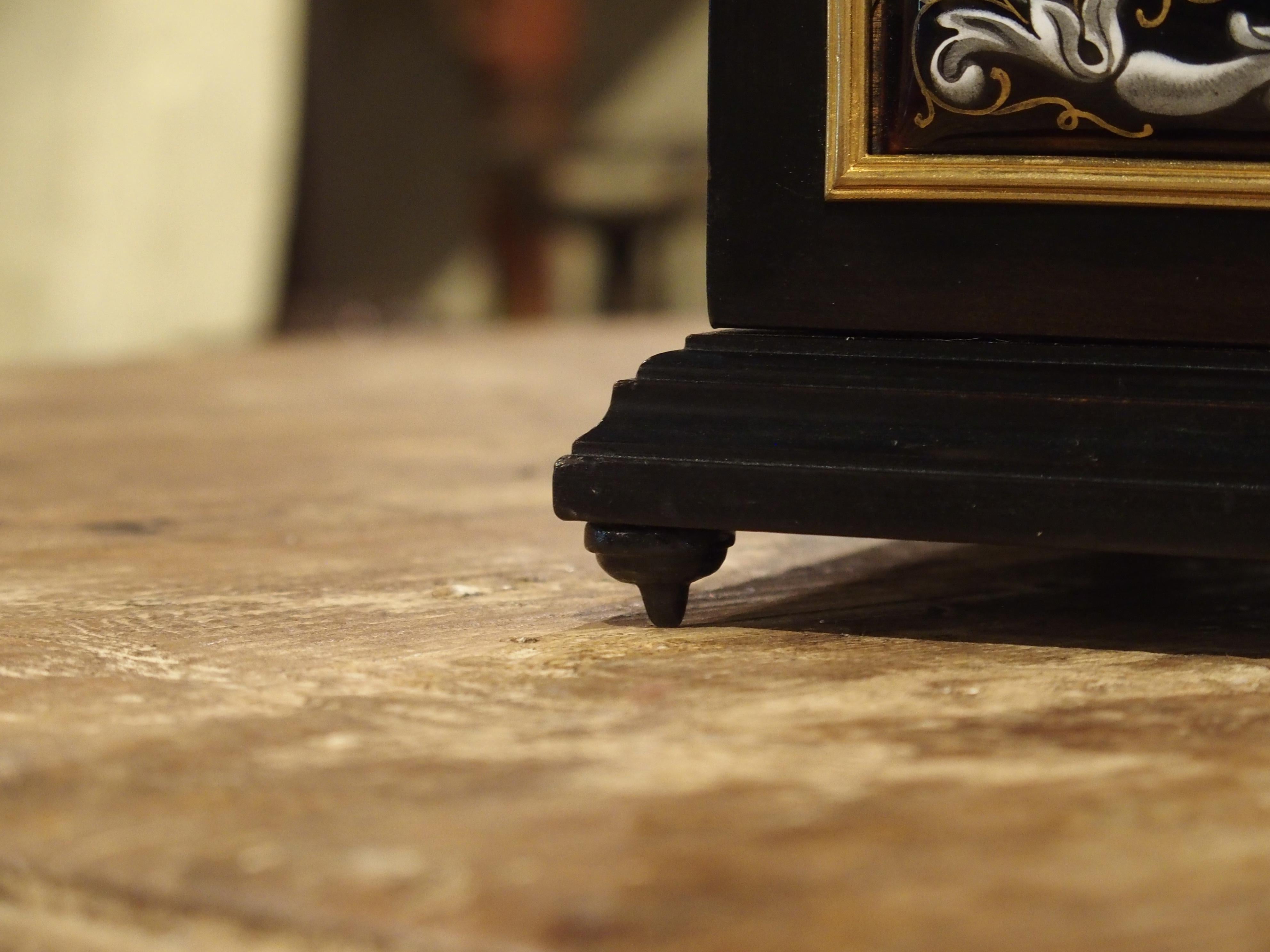 Antique Enameled Copper and Wood Table Box by Alphonse Giroux Paris, circa 1850 In Good Condition In Dallas, TX