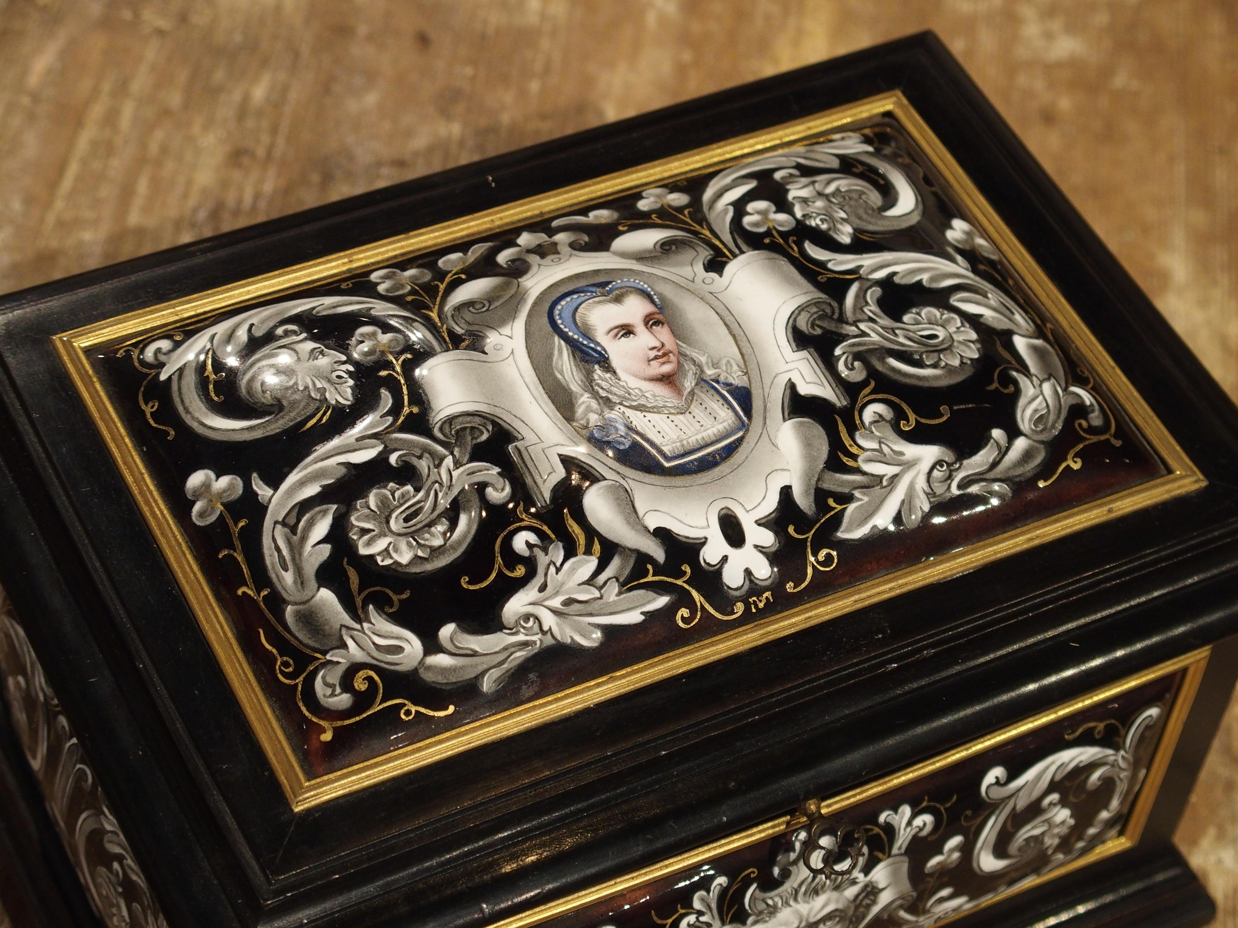 Antique Enameled Copper and Wood Table Box by Alphonse Giroux Paris, circa 1850 7