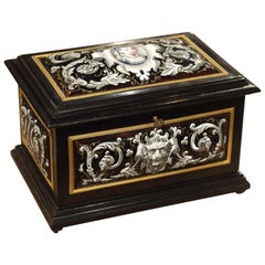 Antique Enameled Copper and Wood Table Box by Alphonse Giroux Paris, circa 1850