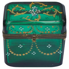 Antique Enameled Glass Trinket Box