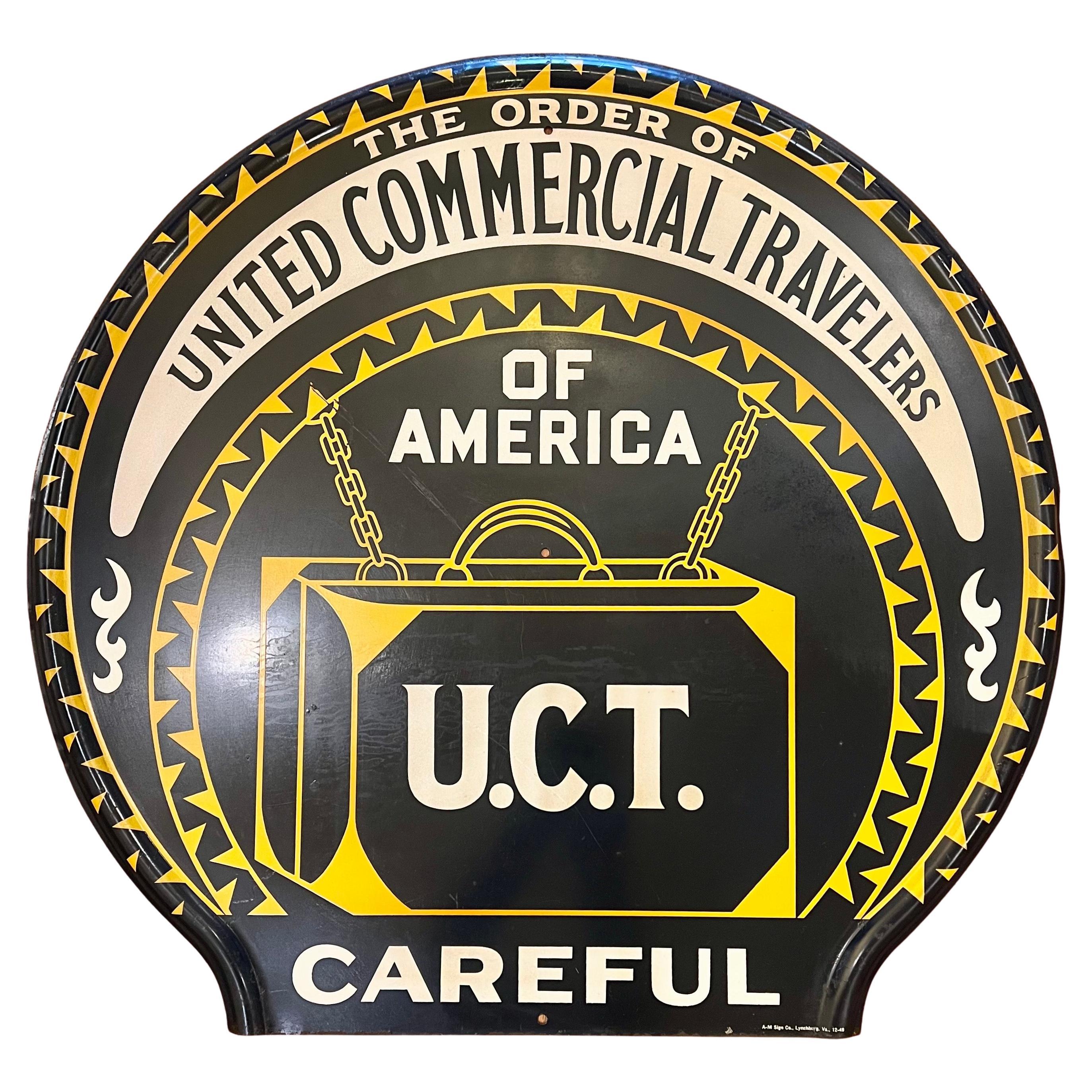 1950's American Metal porcelain finish large sign from Commercial travelers of America.