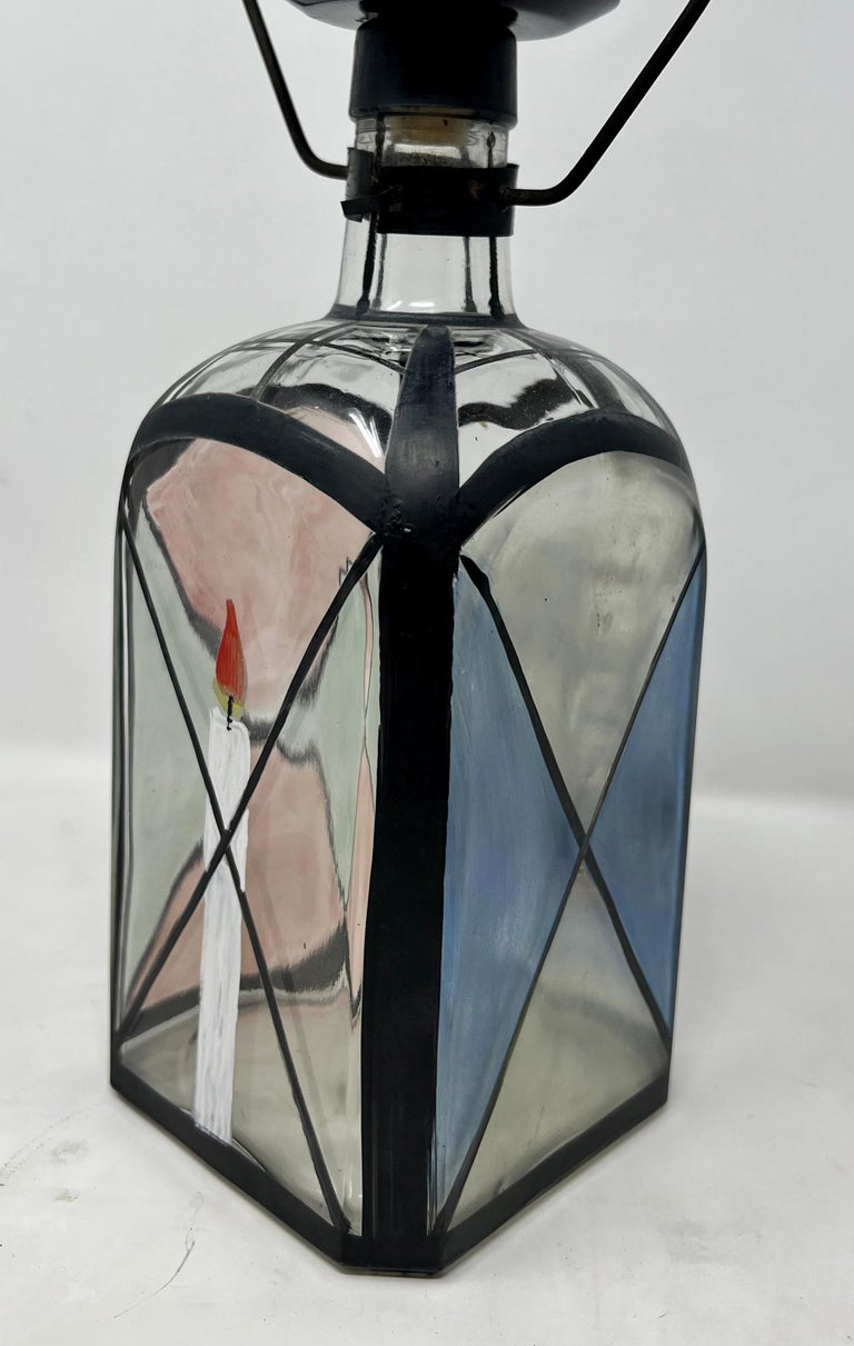 Antique Enameled Ship Design Decanter For Sale at 1stDibs