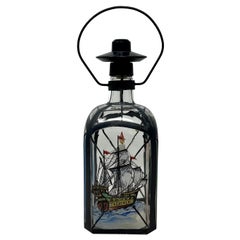 Antique Enameled Ship Design Decanter