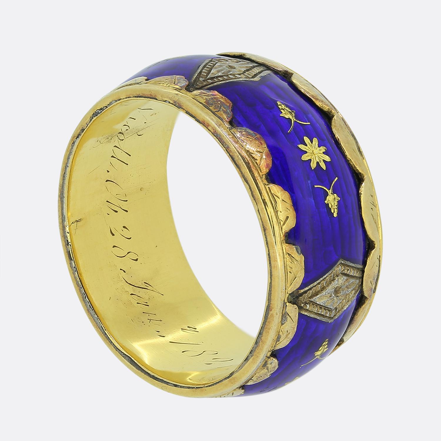 Georgian Antique Enamelled Band Ring For Sale