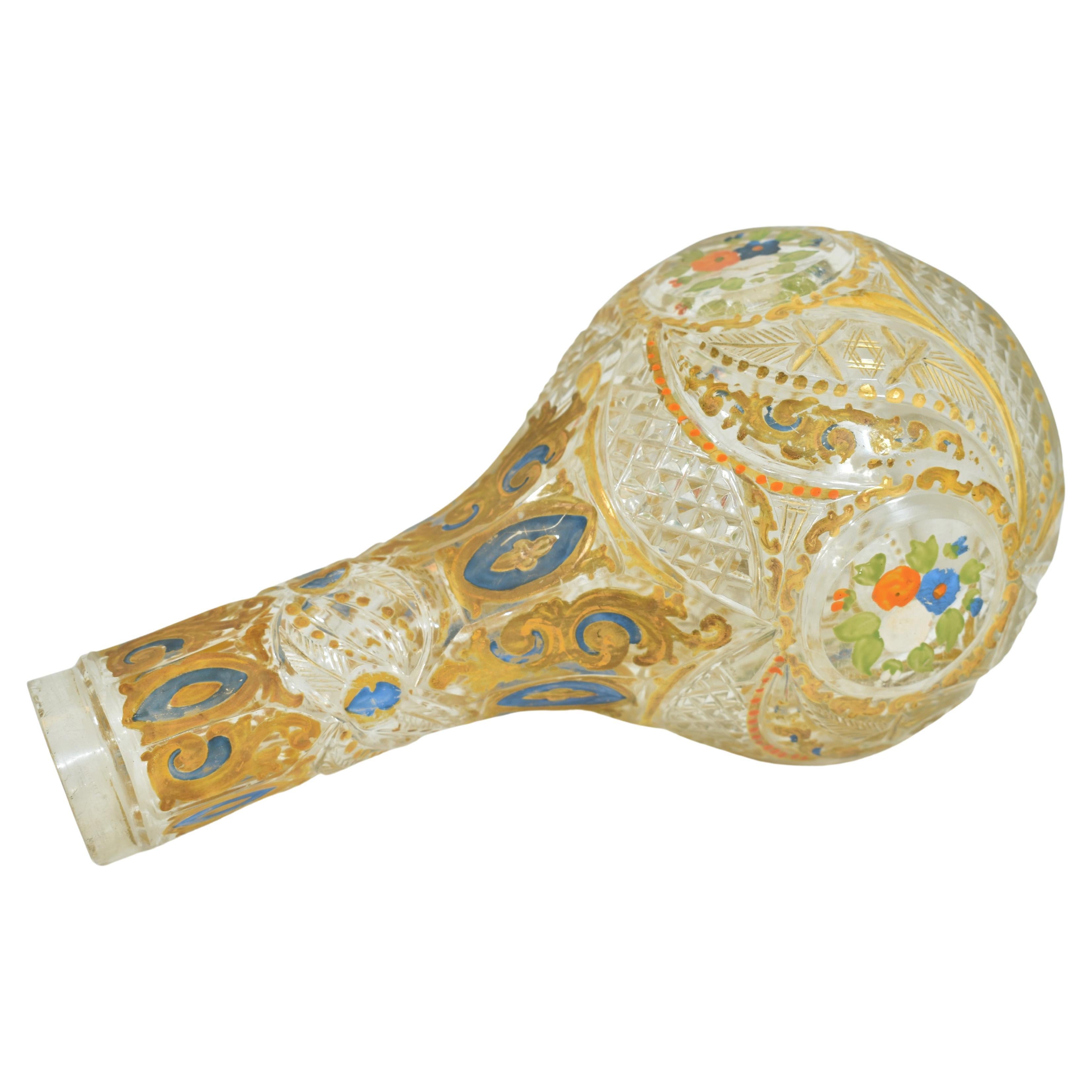 Antike Hookah- und Teller aus emailliertem, geschliffenem Glas, böhmisch für den osmanischen Markt, 19. Jahrhundert (Geschliffenes Glas) im Angebot