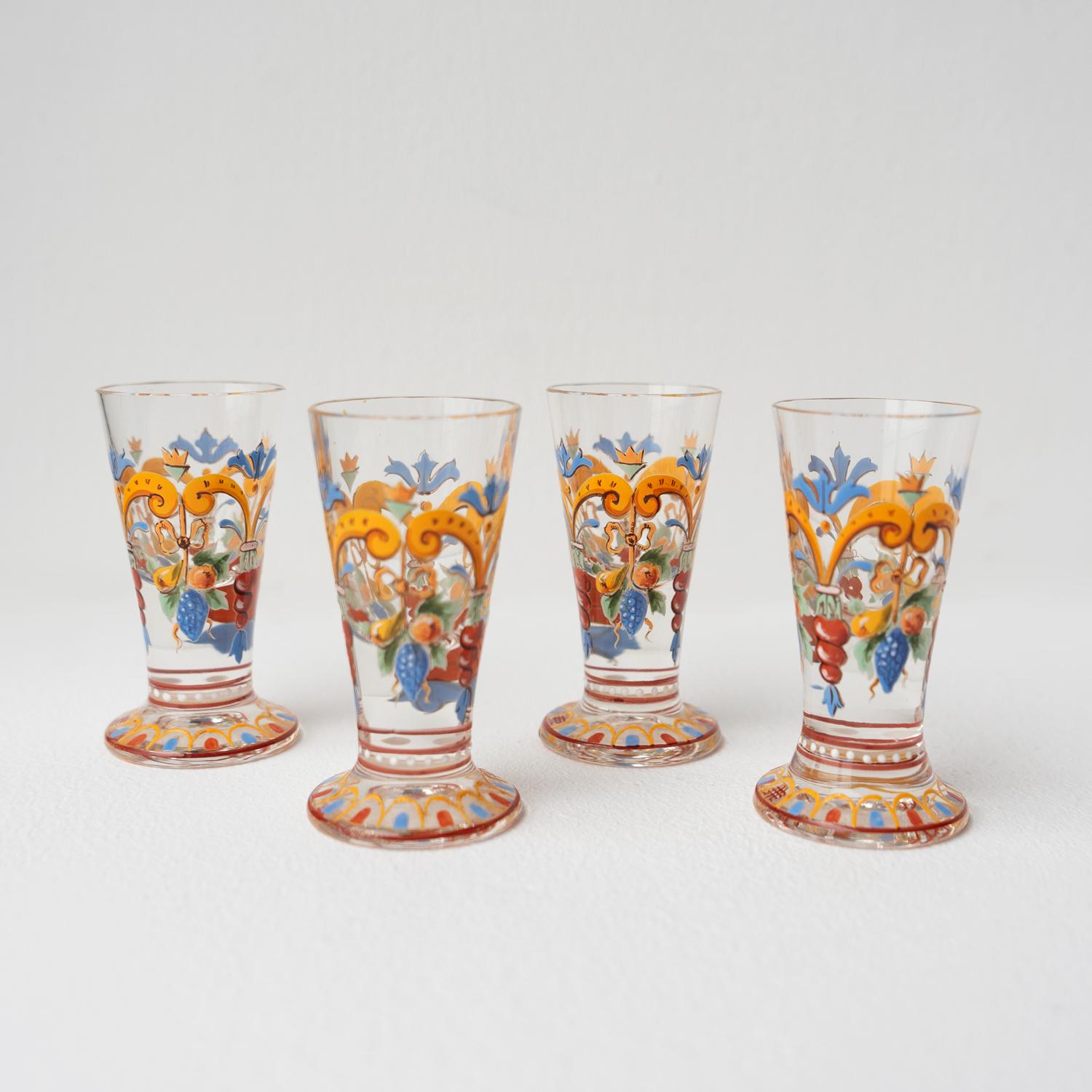 Antique Enamelled Glass Decanter & Glasses By J & L Lobmeyr, Vienna Late 19th.C For Sale 5