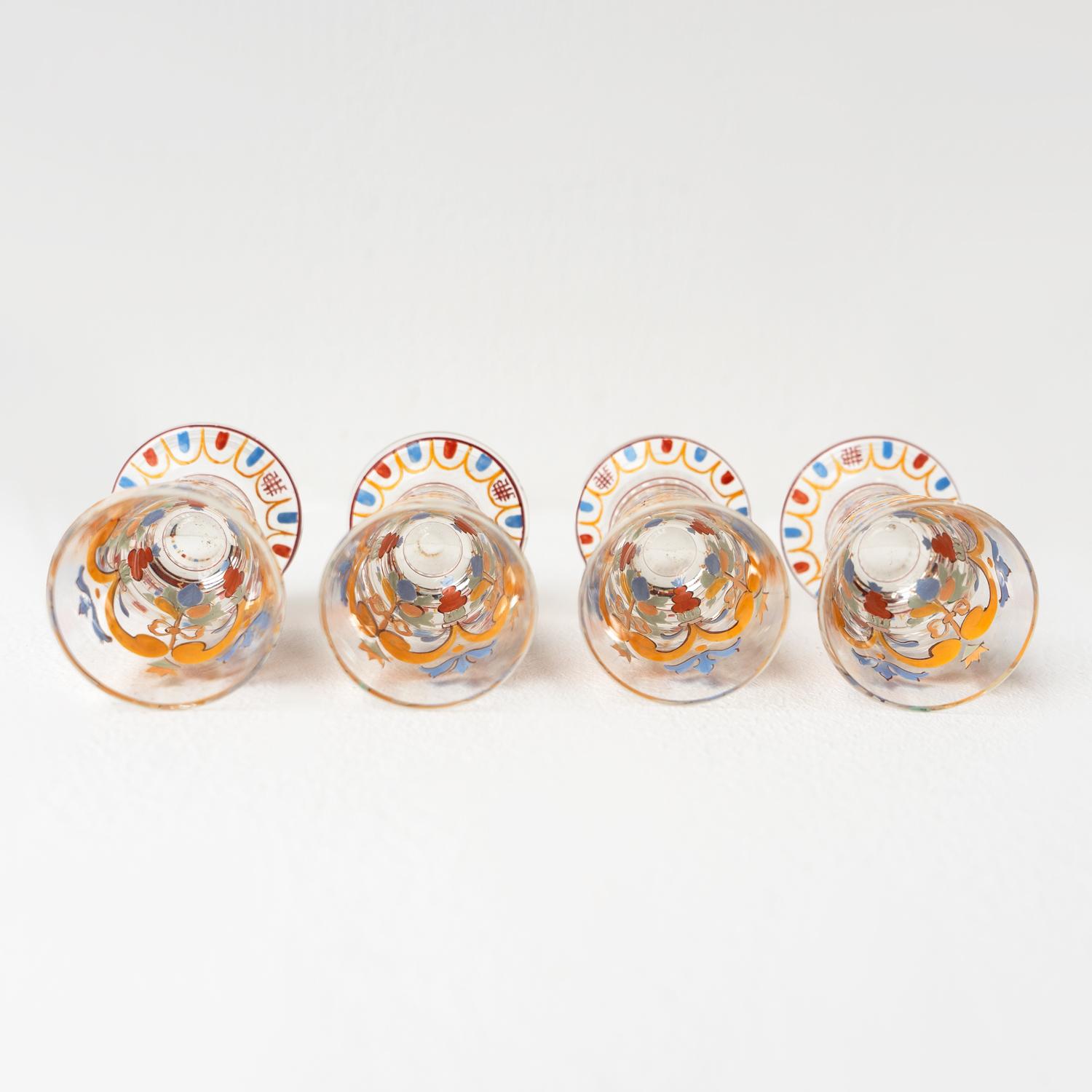 Antique Enamelled Glass Decanter & Glasses By J & L Lobmeyr, Vienna Late 19th.C For Sale 8
