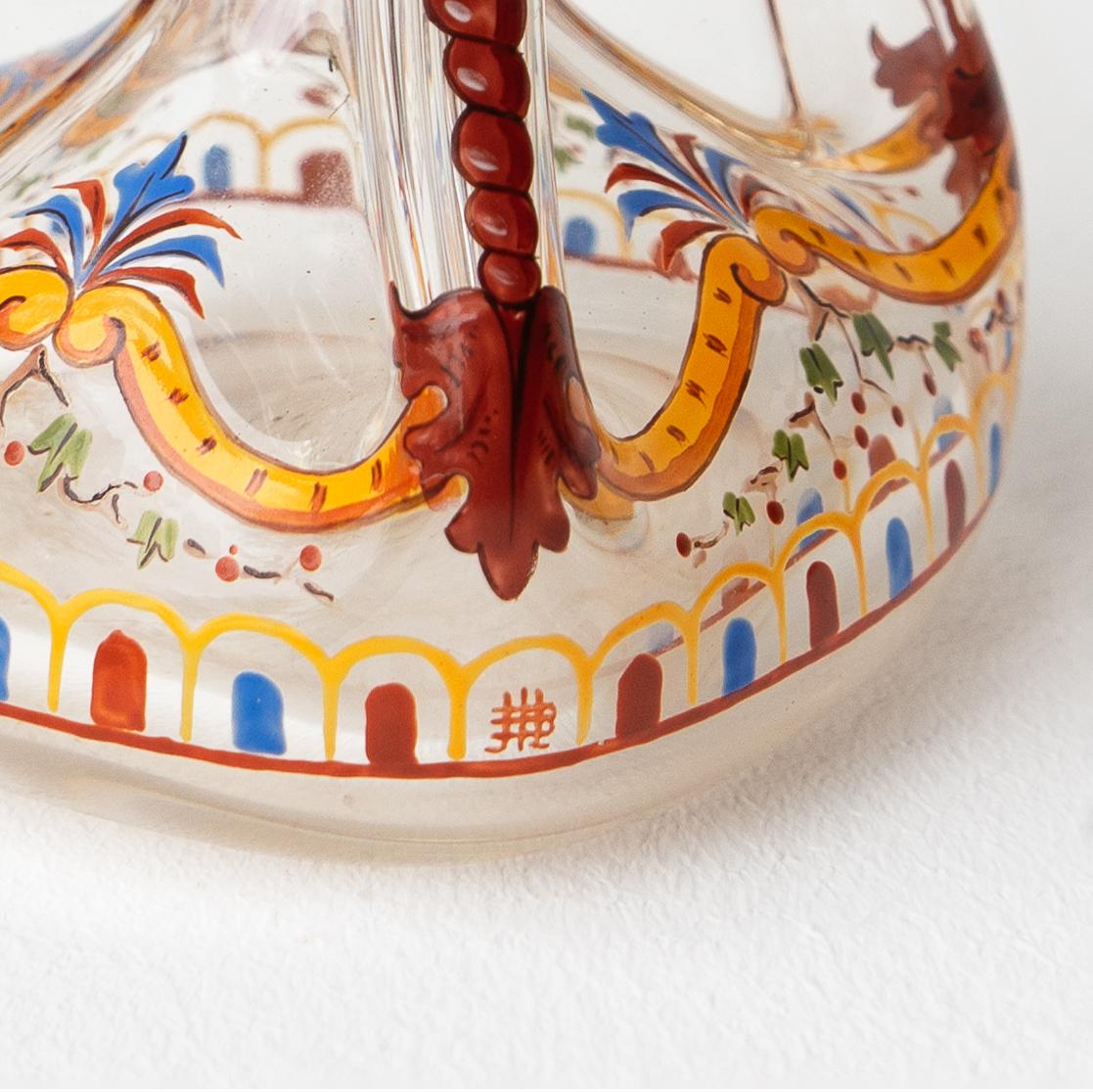 Antique Enamelled Glass Decanter & Glasses By J & L Lobmeyr, Vienna Late 19th.C For Sale 10