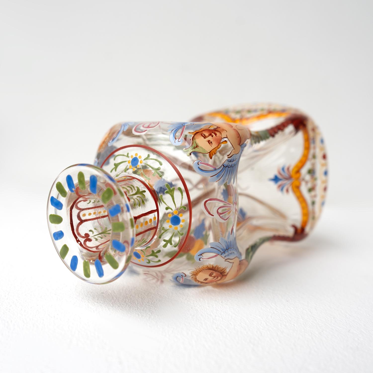 Antique Enamelled Glass Decanter & Glasses By J & L Lobmeyr, Vienna Late 19th.C For Sale 1