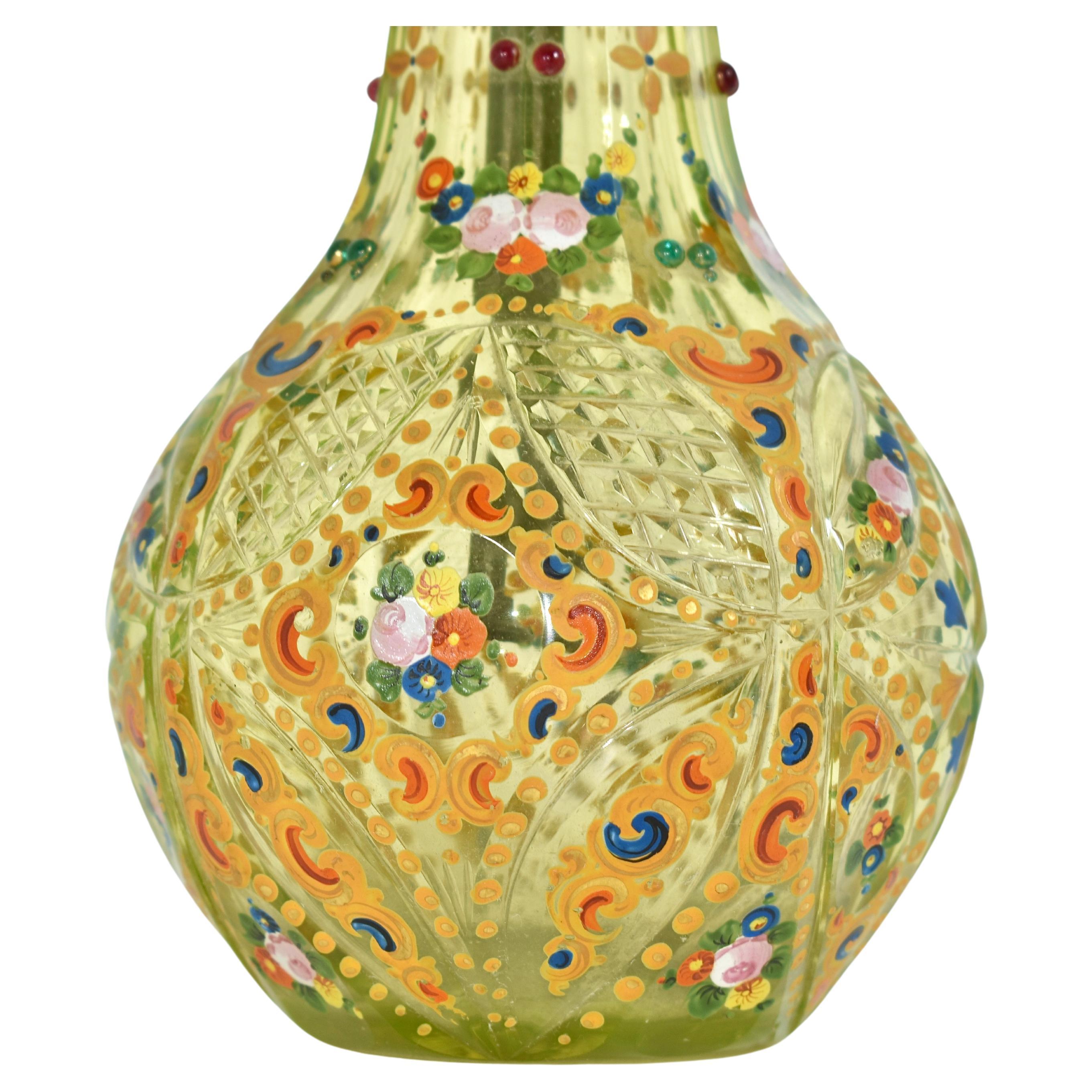 Ouraline Antique Hookah et assiette en verre émaillé en forme d'urne, Bohème pour le marché perse en vente