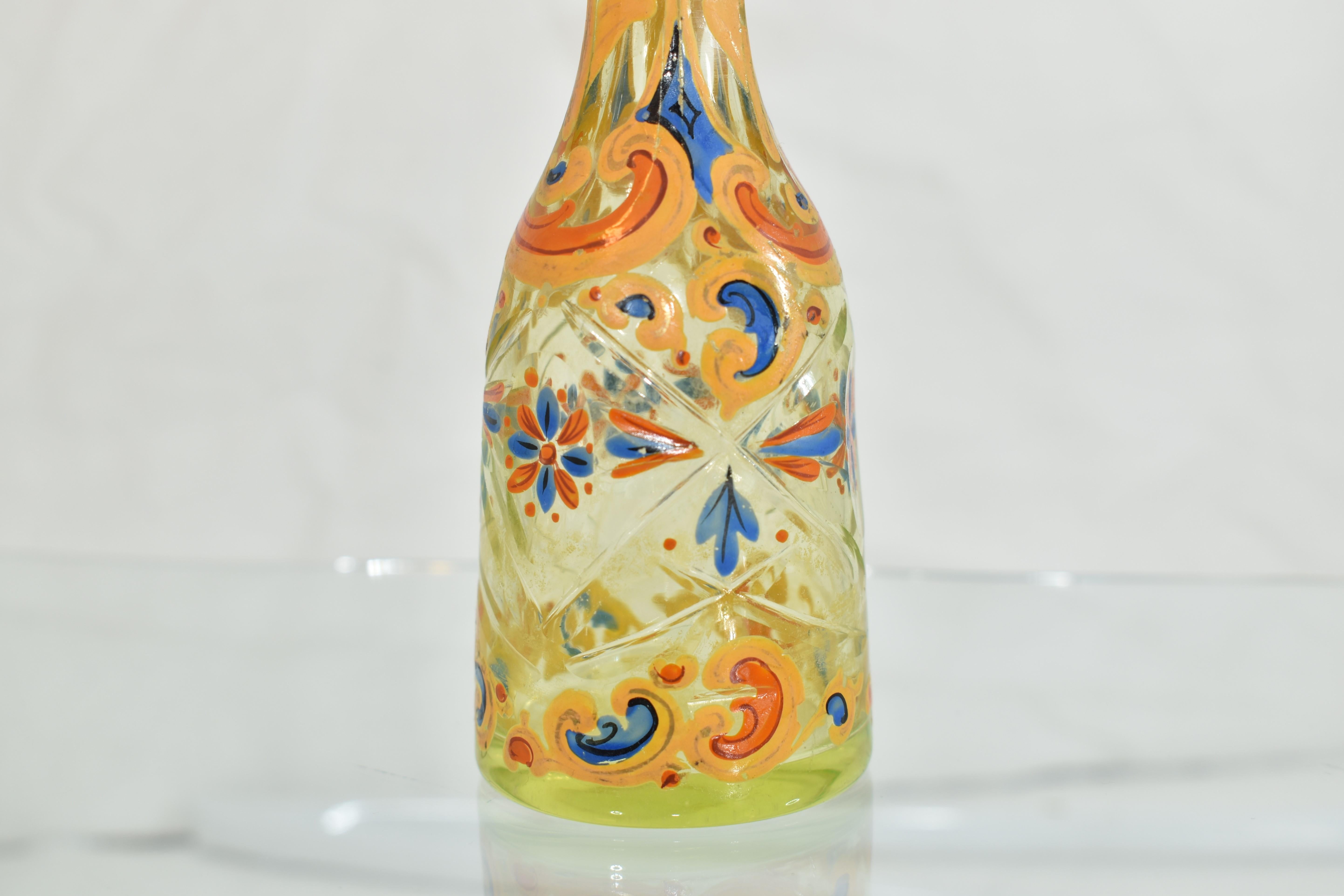 Antique Enamelled Uranium Glass Set, Bohemian for Ottoman Market, 19th Century For Sale 2