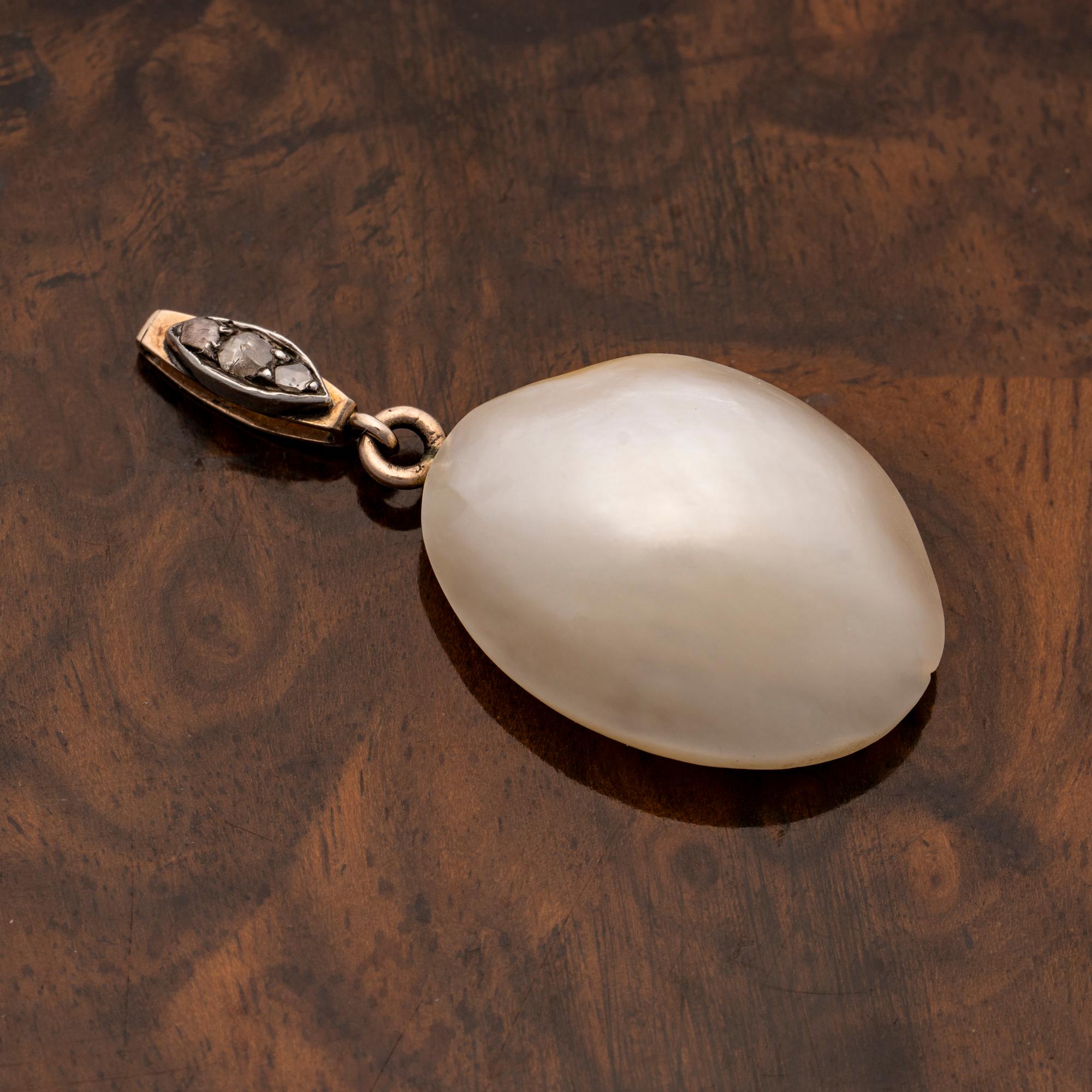 Antique Enatural Blister Nacreous Pearl Pendant For Sale 3