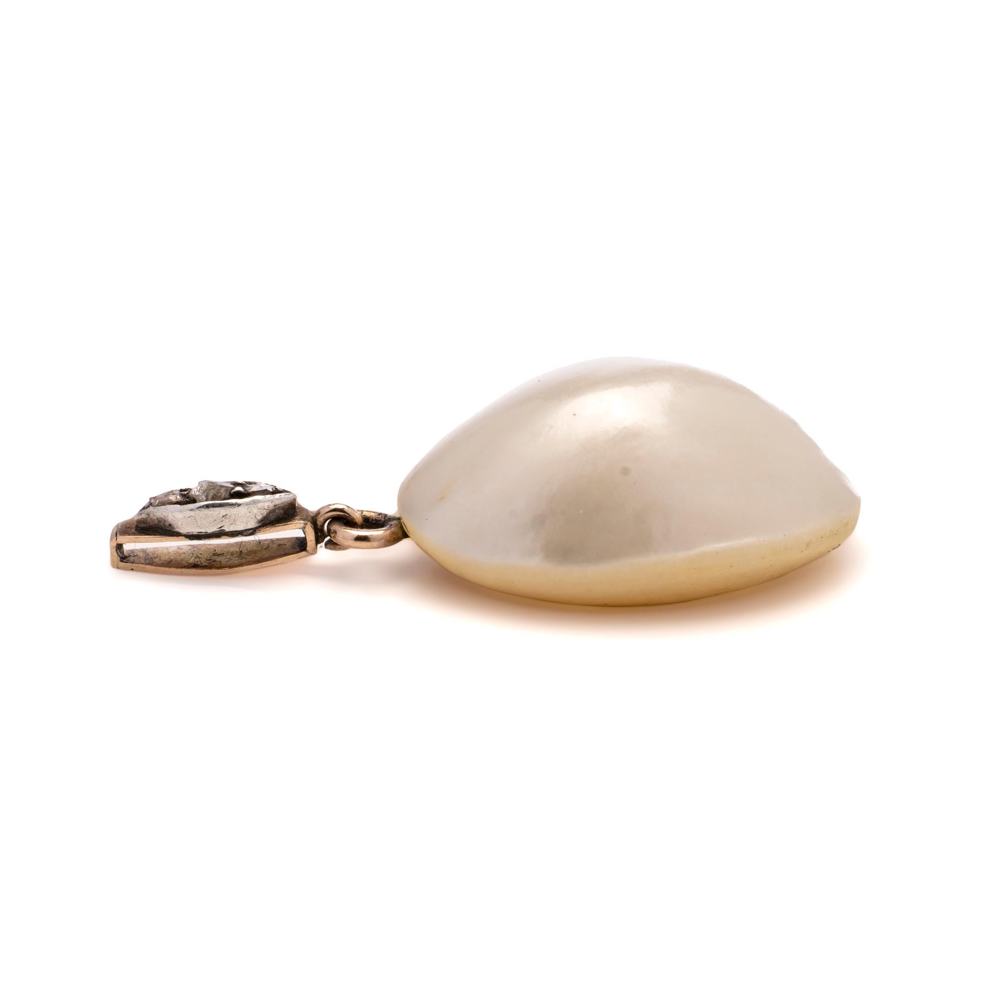 Antique Enatural Blister Nacreous Pearl Pendant For Sale 1