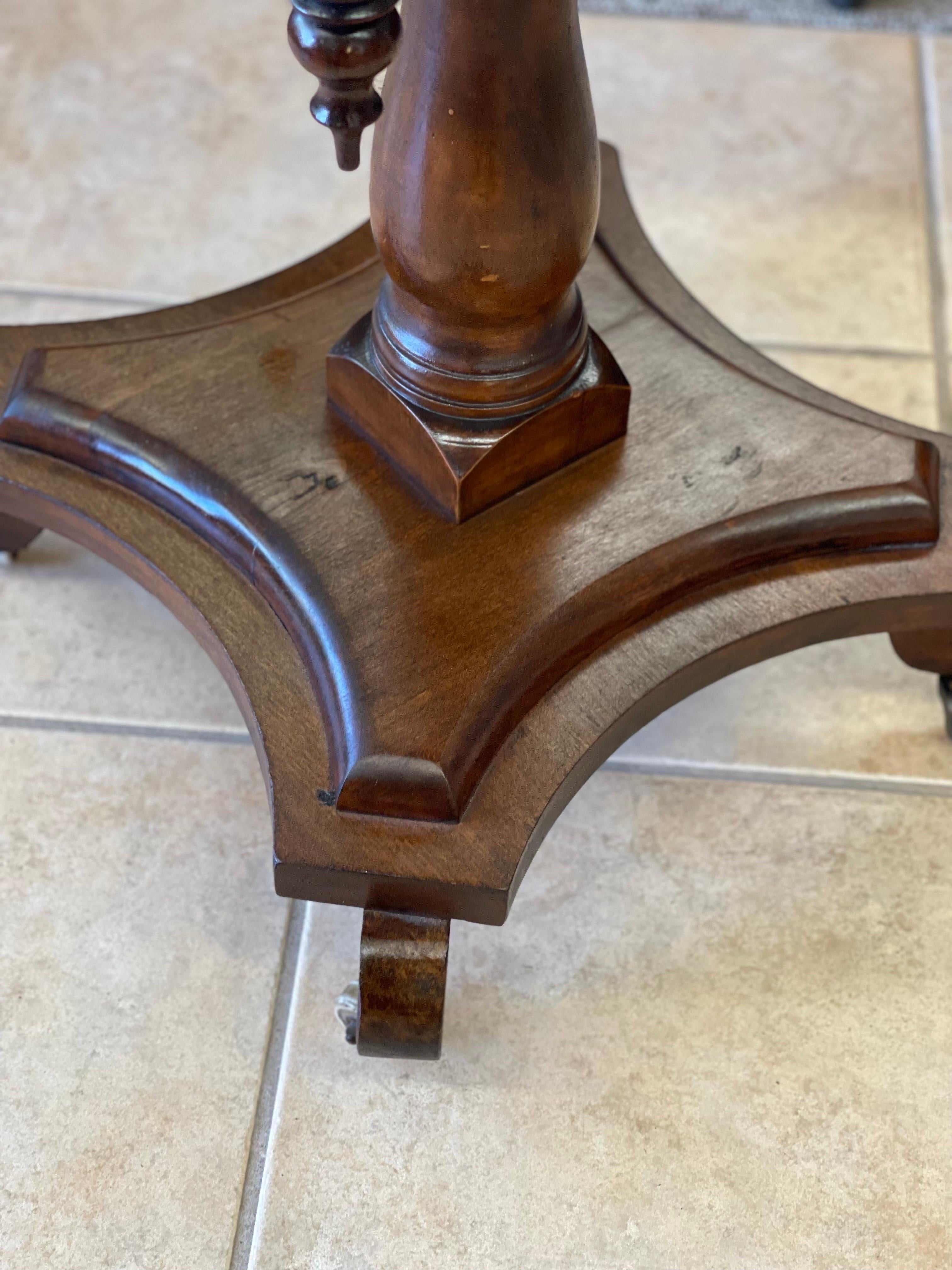 Antique End Table Stand with Dovetail Drawers Stone Top For Sale 1