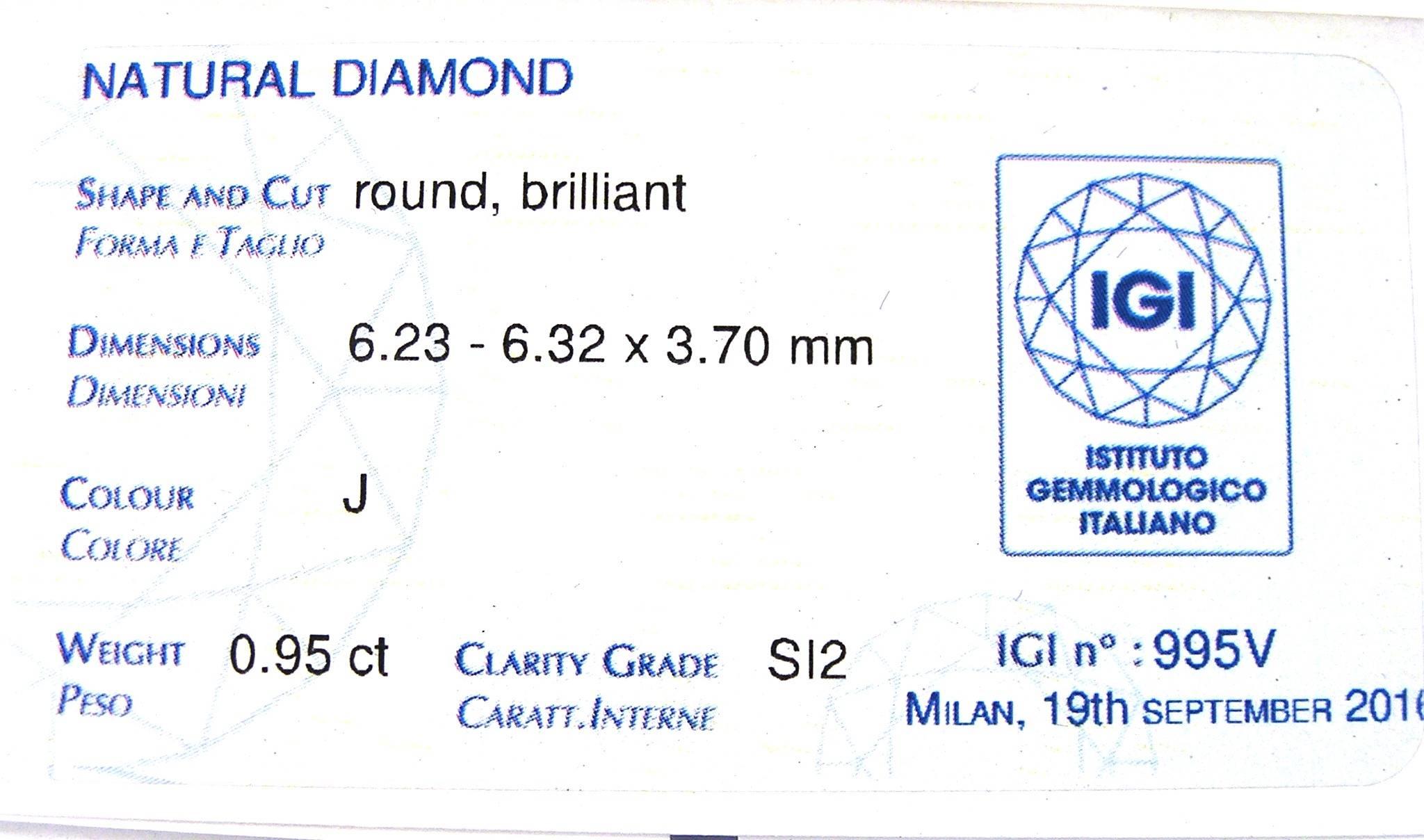Women's Antique Engagement Ring 0.95 Carat Diamond 18 Karat White Gold 