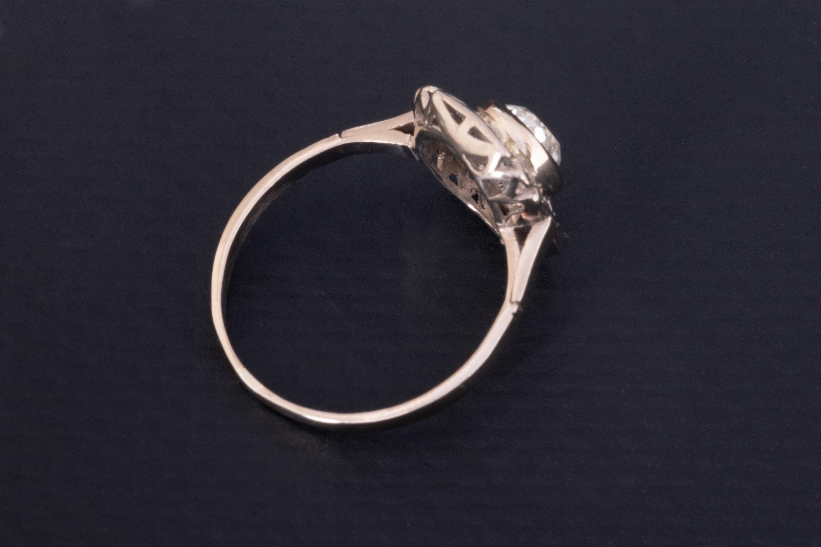 Antique Engagement 1.1 CT Diamond Solitaire Ring, Old European Cut Diamond Ring 1