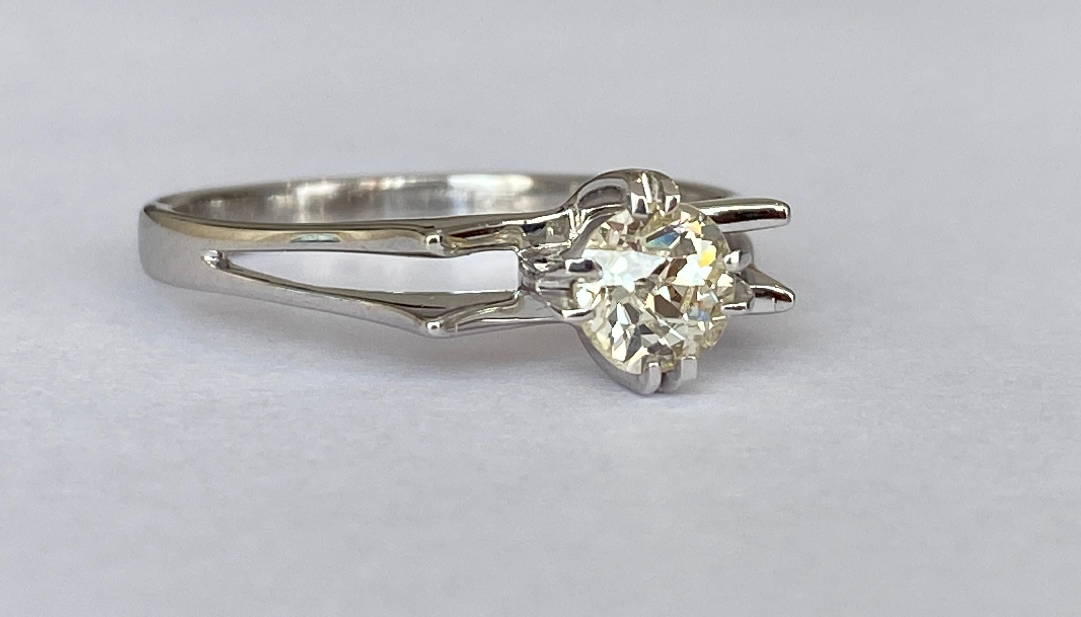 Old Mine Cut Antique Engagement Diamond  gold ring For Sale