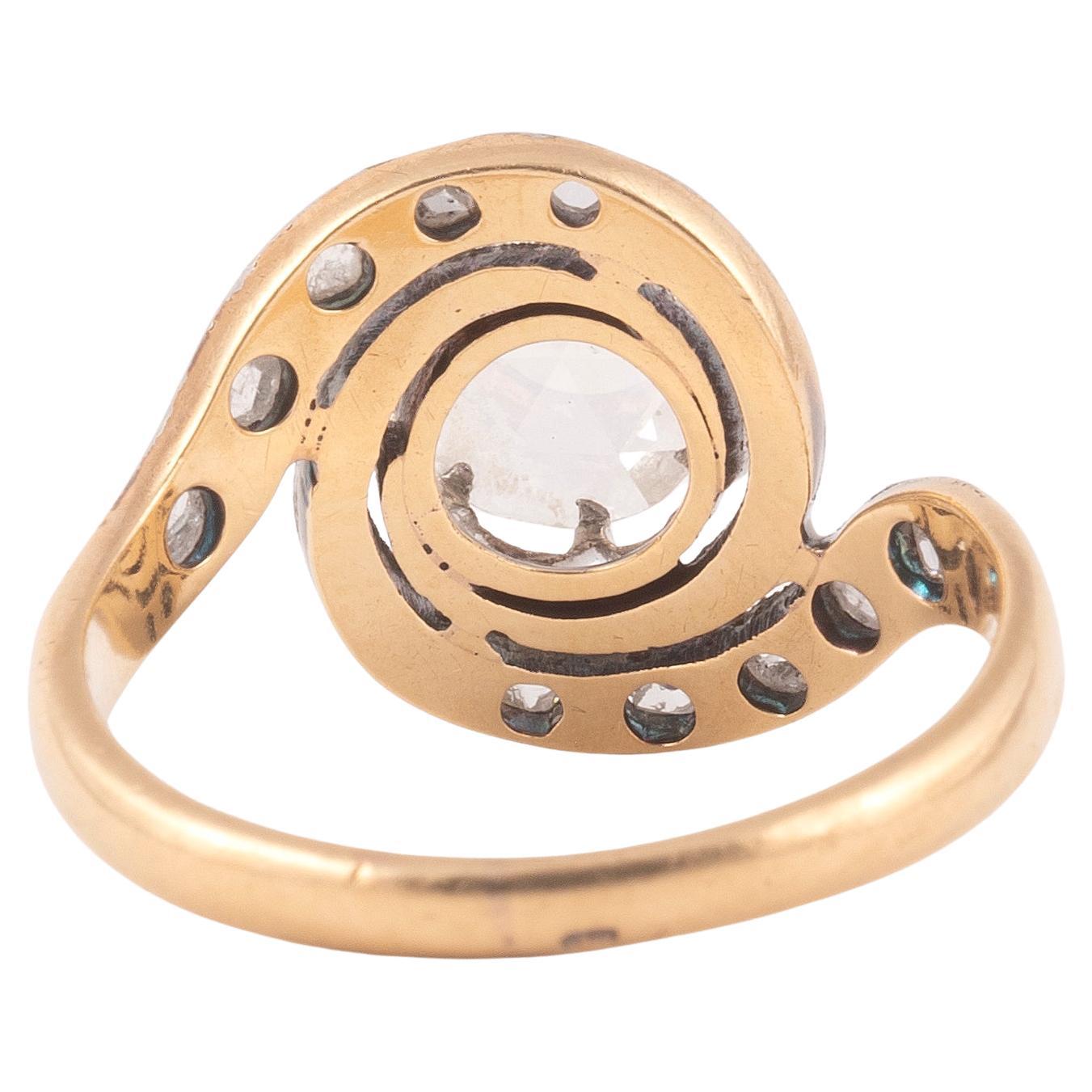Antique Engagement Platinum Gold And Rose Diamond Ring 1900's In Excellent Condition In Firenze, IT