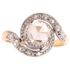 Antique Engagement Platinum Gold And Rose Diamond Ring 1900's