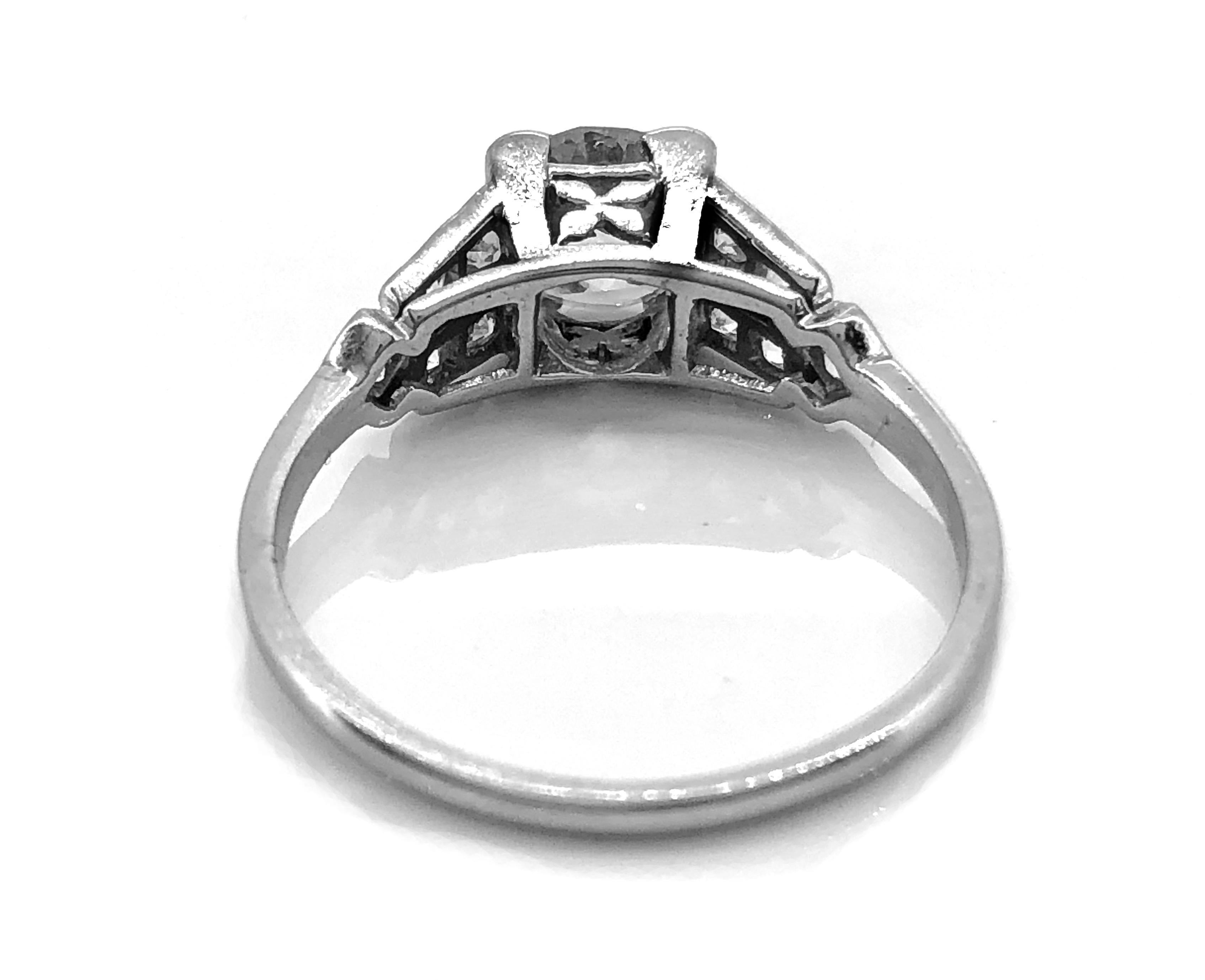 Old Mine Cut Antique Engagement Ring 1.55 Carat Diamond & 18K White Gold Edwardian