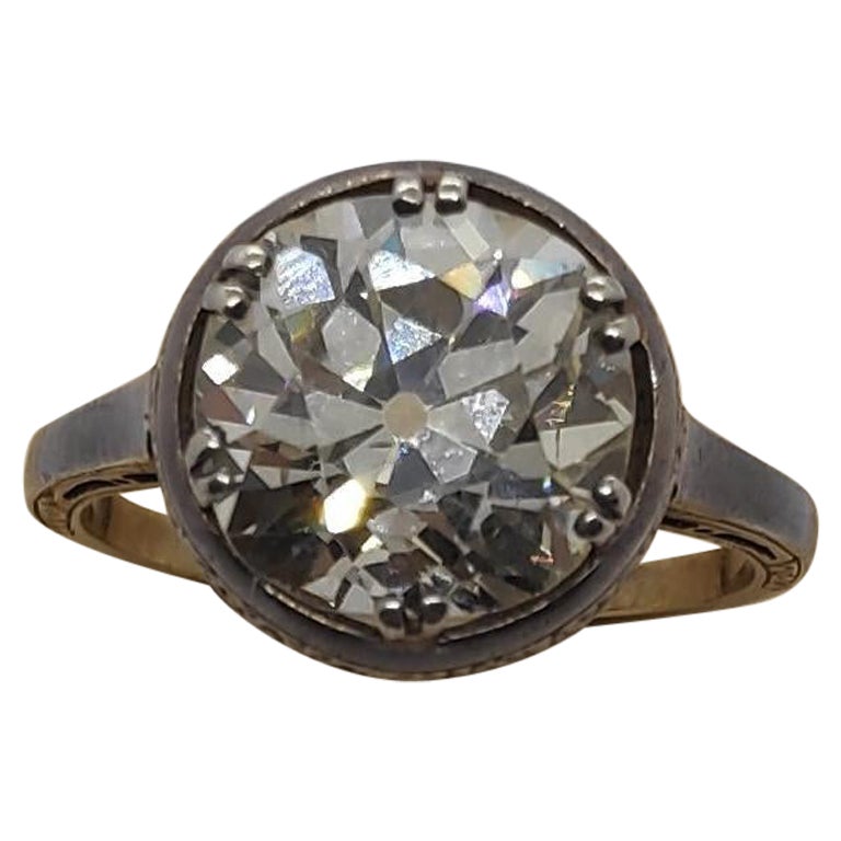 Antiker antiker Verlobungsring 3,90 Karat im Angebot