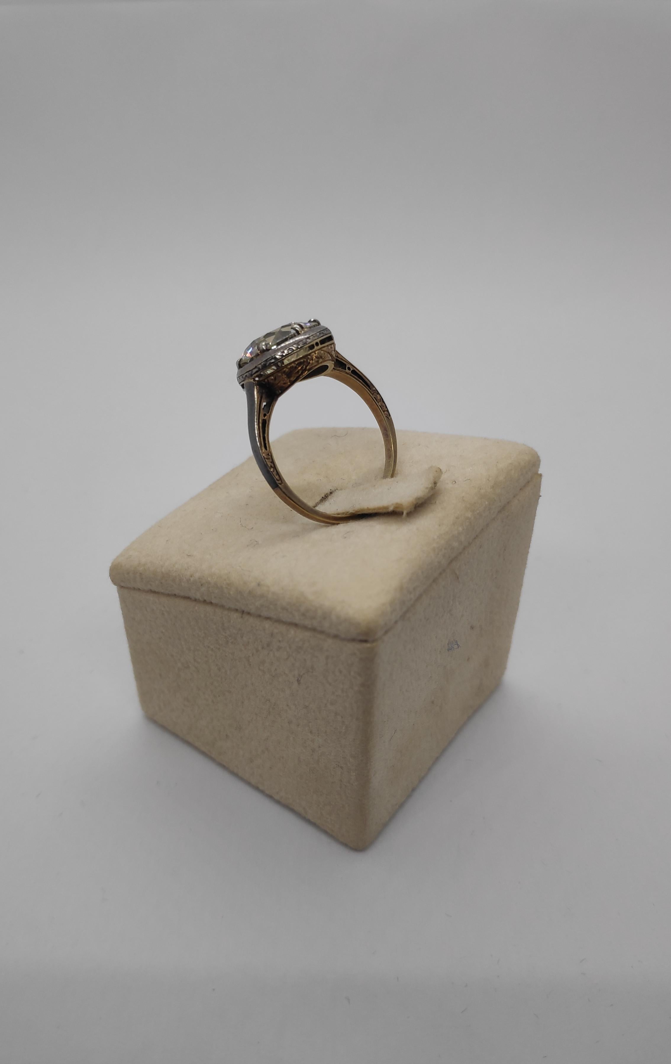 Antiker antiker Verlobungsring 3,90 Karat im Zustand „Hervorragend“ im Angebot in Palermo, IT