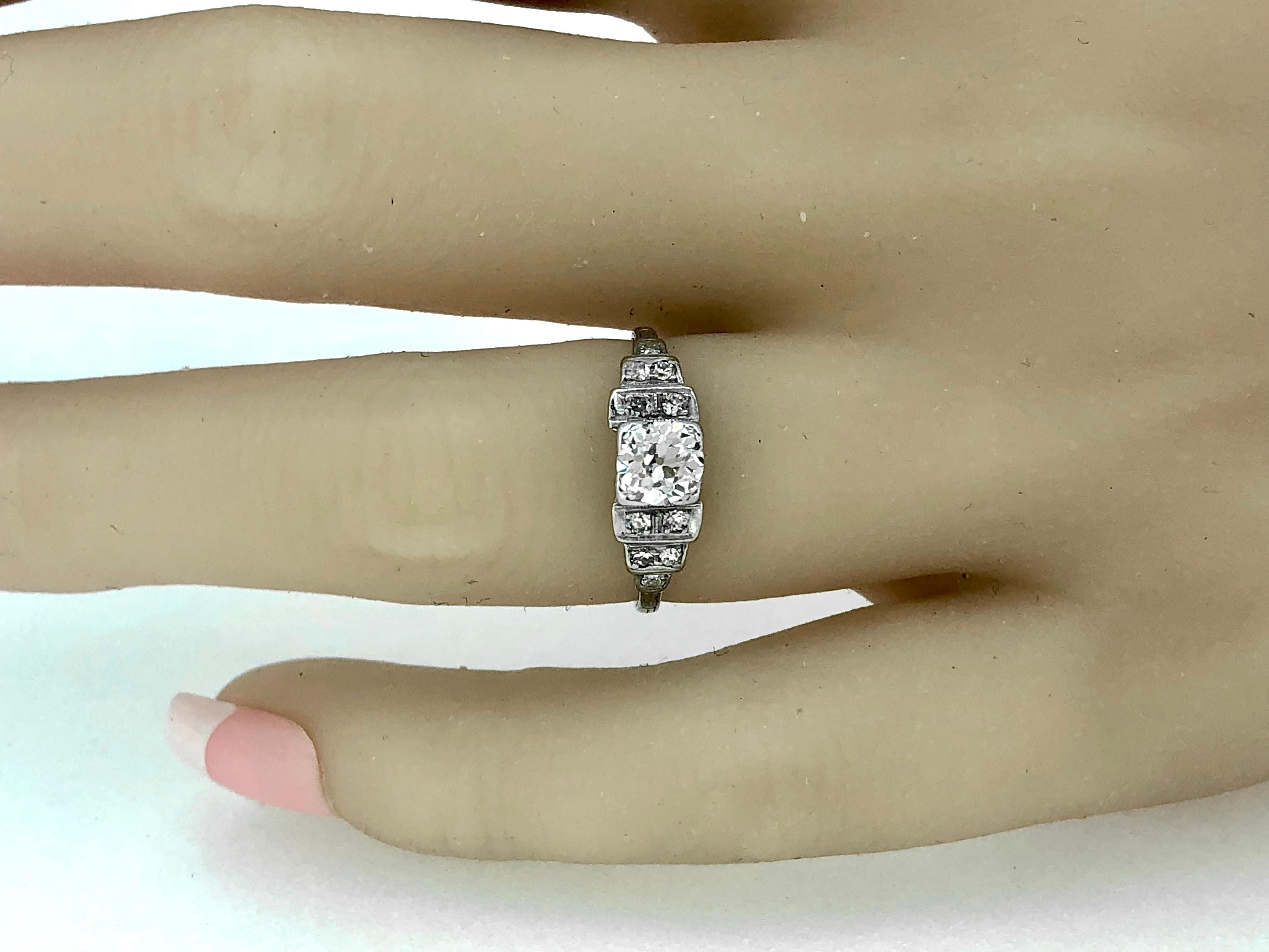 Women's Antique Engagement Ring .50 Carat  Diamond Platinum Art Deco For Sale