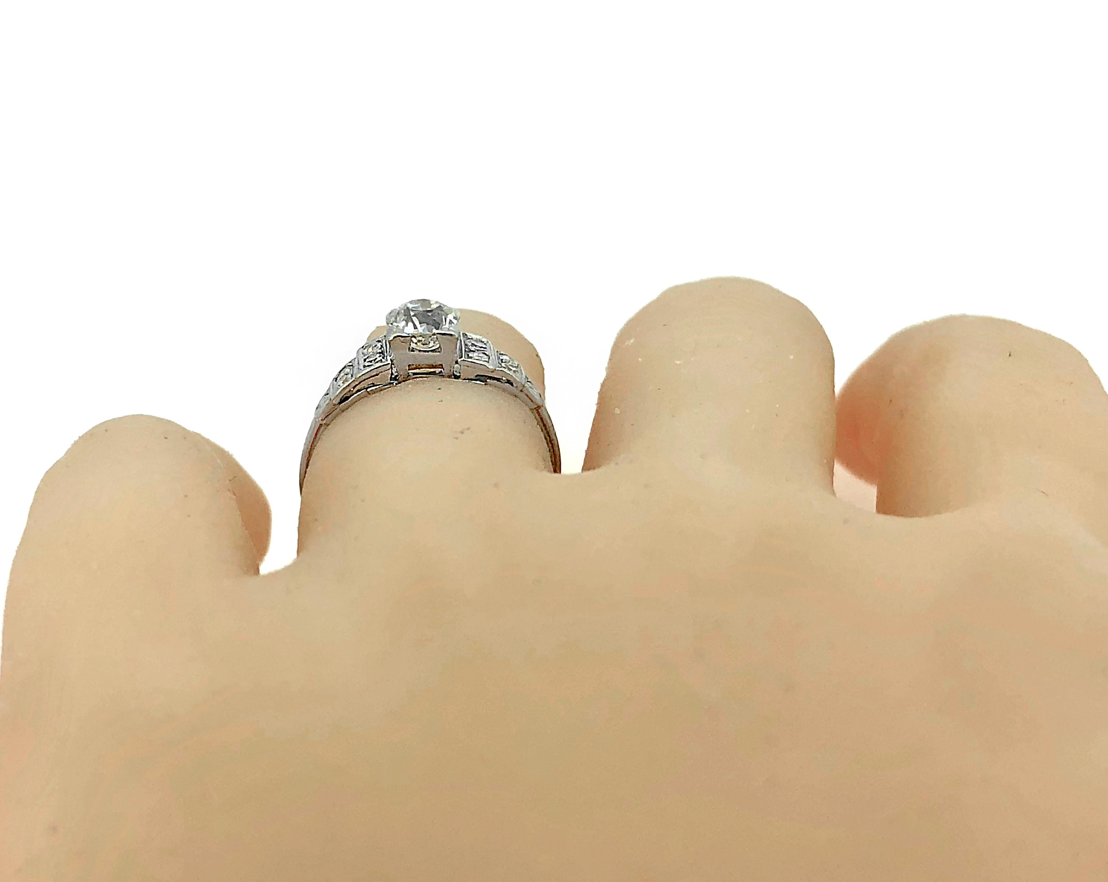 Antique Engagement Ring .50 Carat  Diamond Platinum Art Deco For Sale 1