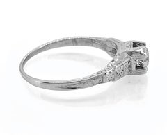 Antique Engagement Ring .55 Carat Diamond and 18 Karat White Gold