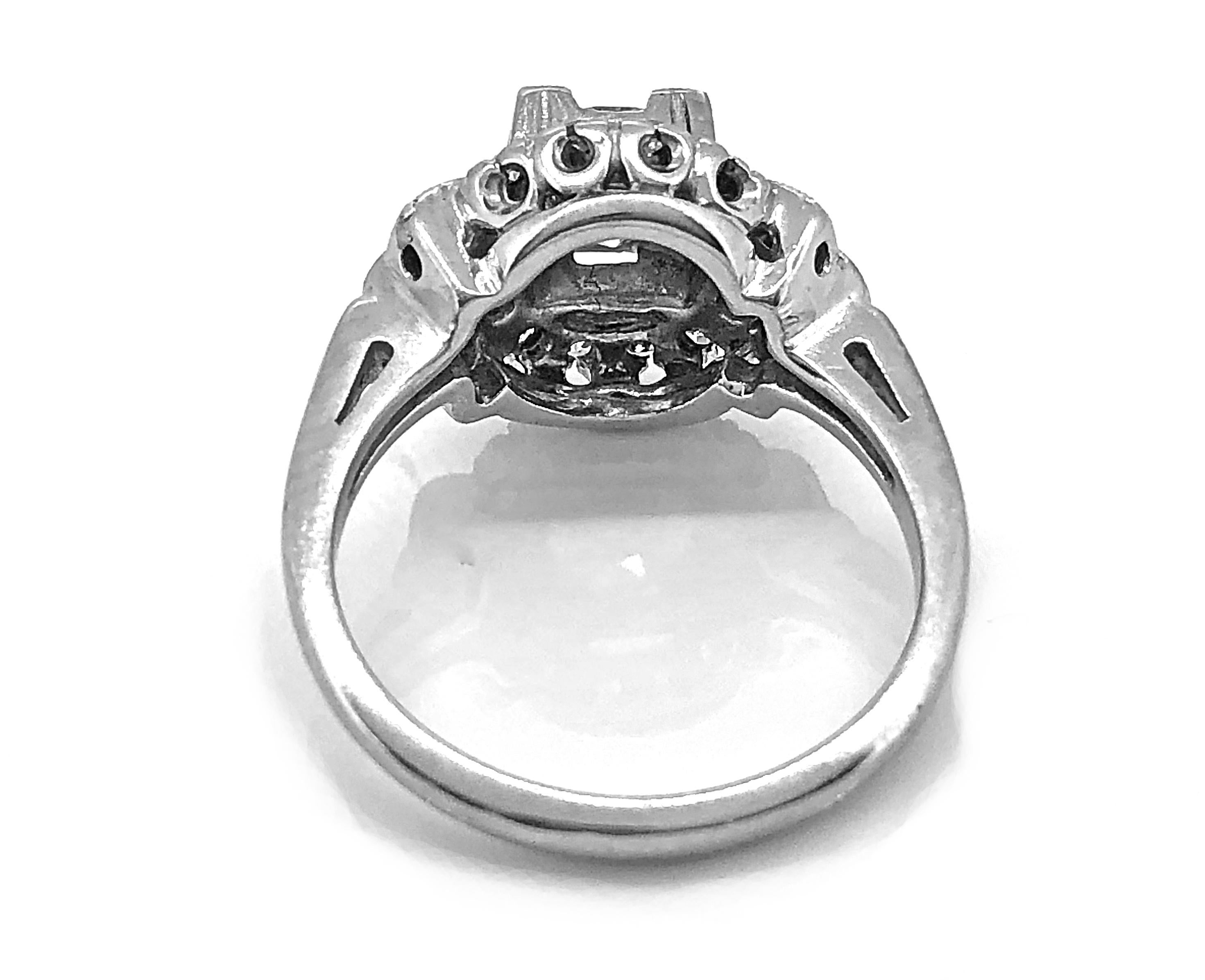 Old European Cut Antique Engagement Ring .95 Carat Diamond and White Gold Art Deco For Sale