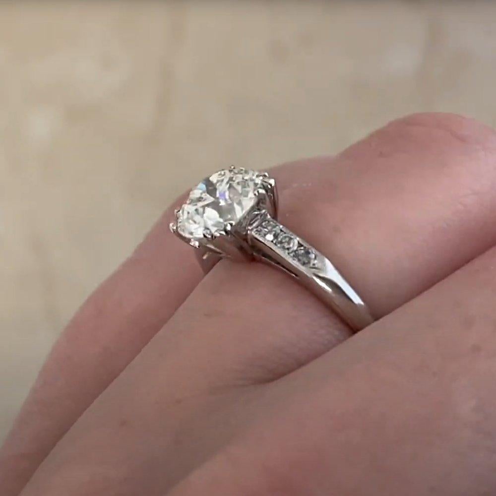 Old European Cut Antique Engagement Ring, Old Euro Cut Diamond (GIA Approx. 1.5-Carats), Platinum For Sale