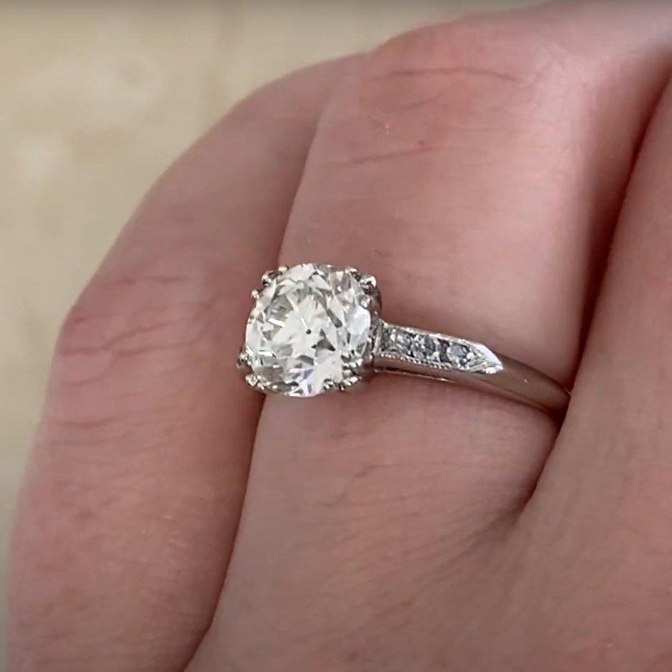 Bague de fiançailles Antiquities, diamant taille ancienne Euro (GIA approx. 1,5 carats), platine Pour femmes en vente