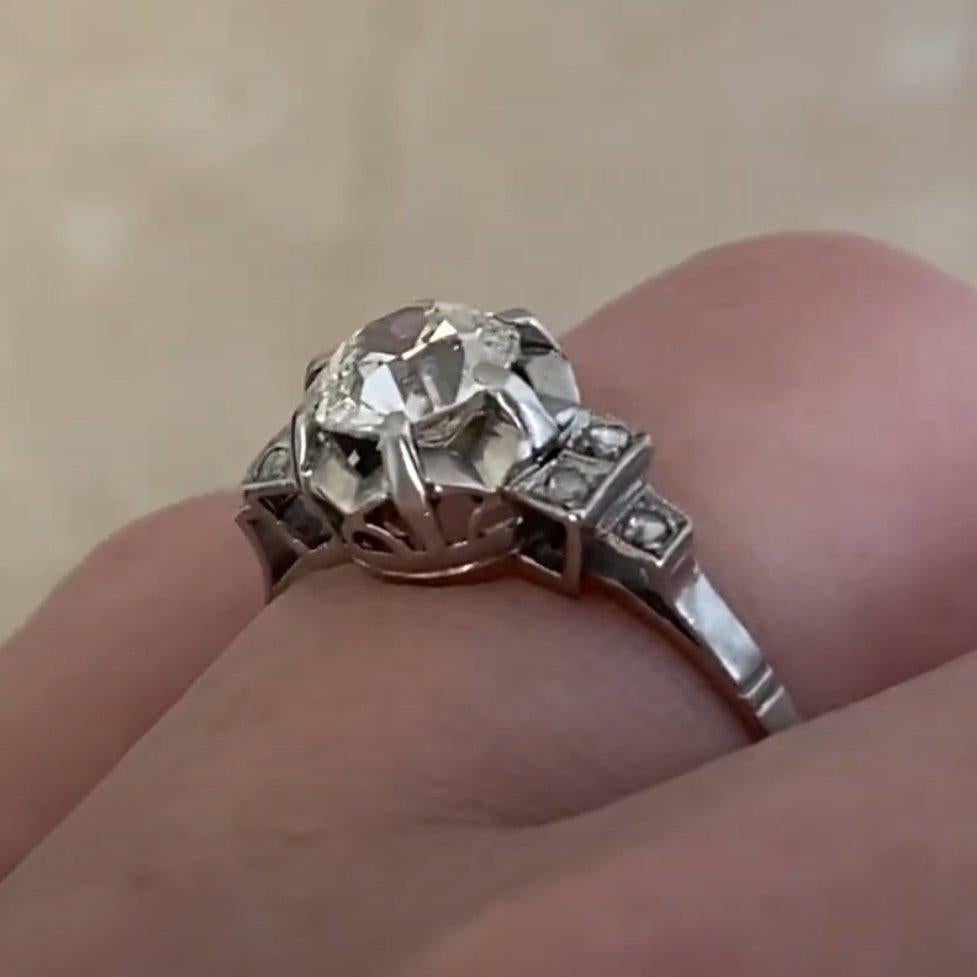 Old European Cut Antique Engagement Ring, Old European Diamond (Approx. 0.90-Carats), Platinum For Sale