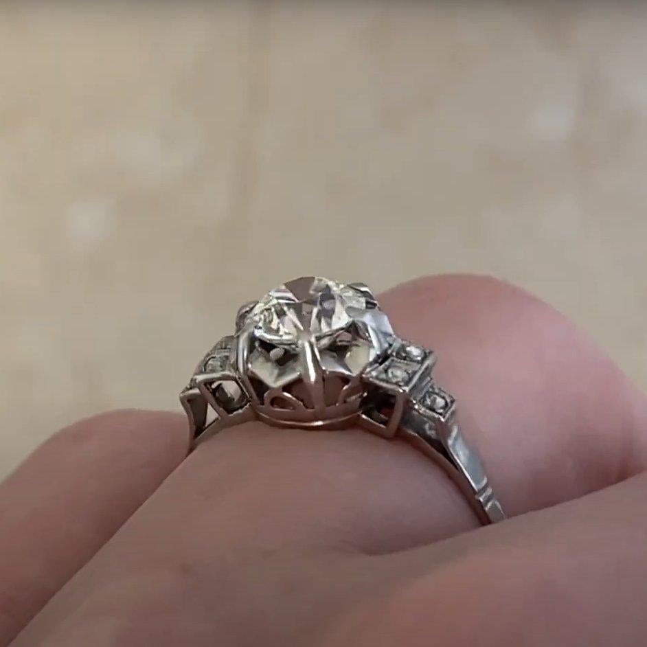 Bague de fiançailles ancienne, diamant européen ancien (environ 0,90 carat), platine Excellent état - En vente à New York, NY