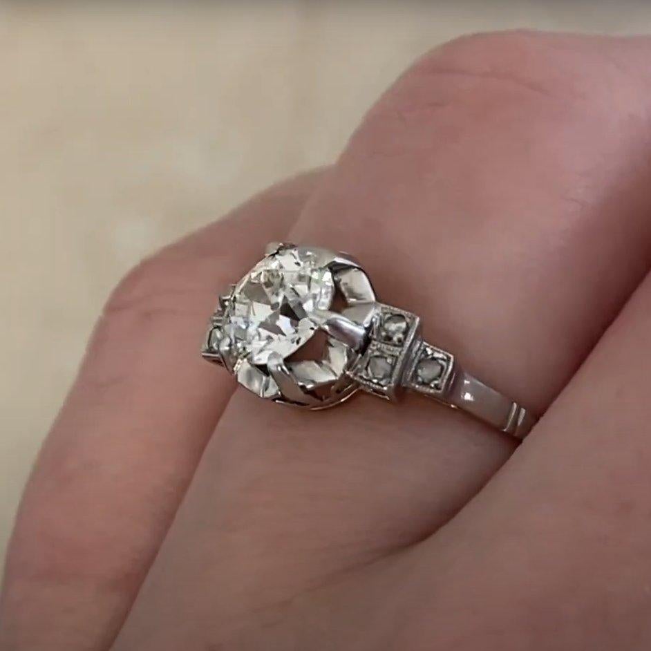 Bague de fiançailles ancienne, diamant européen ancien (environ 0,90 carat), platine Pour femmes en vente