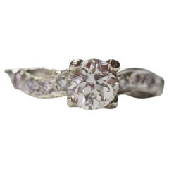 Anillo de compromiso antiguo con diamante de 0,70 ct en oro blanco de 14 quilates VEG #77A