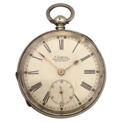 Antique Engine Turned Case Silver Key-Winding Pocket Watch
