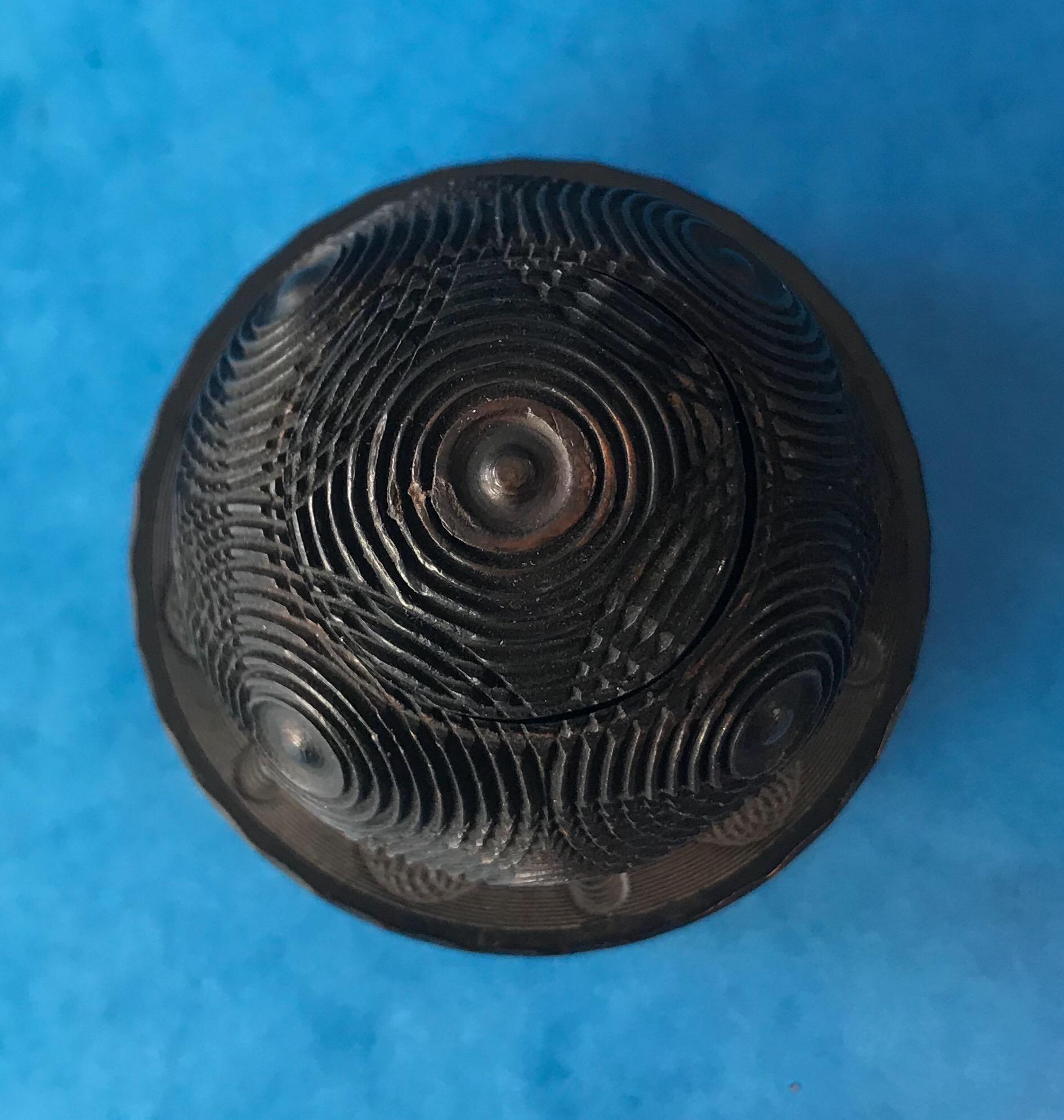 English Antique Engine Turned Puzzle Ball Box