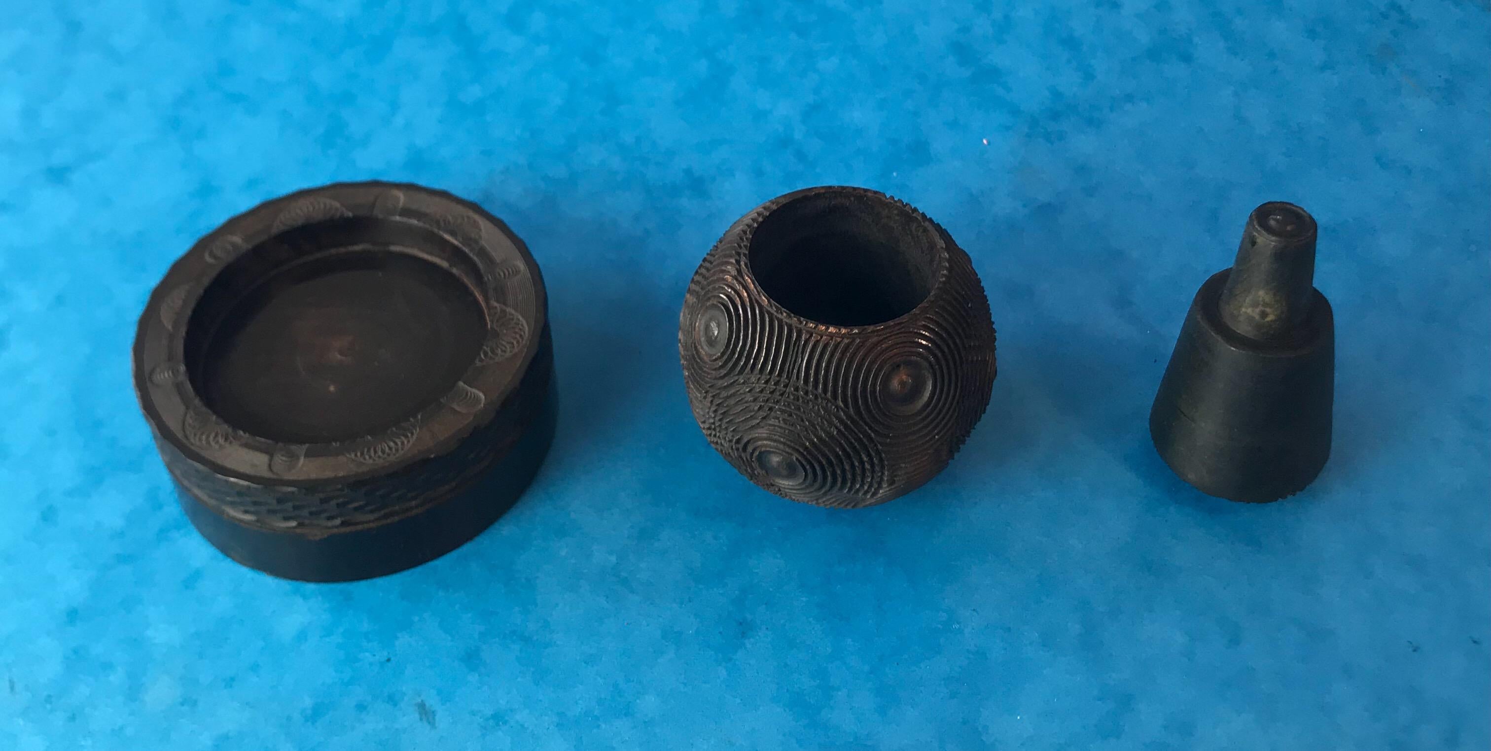 Antique Engine Turned Puzzle Ball Box 1