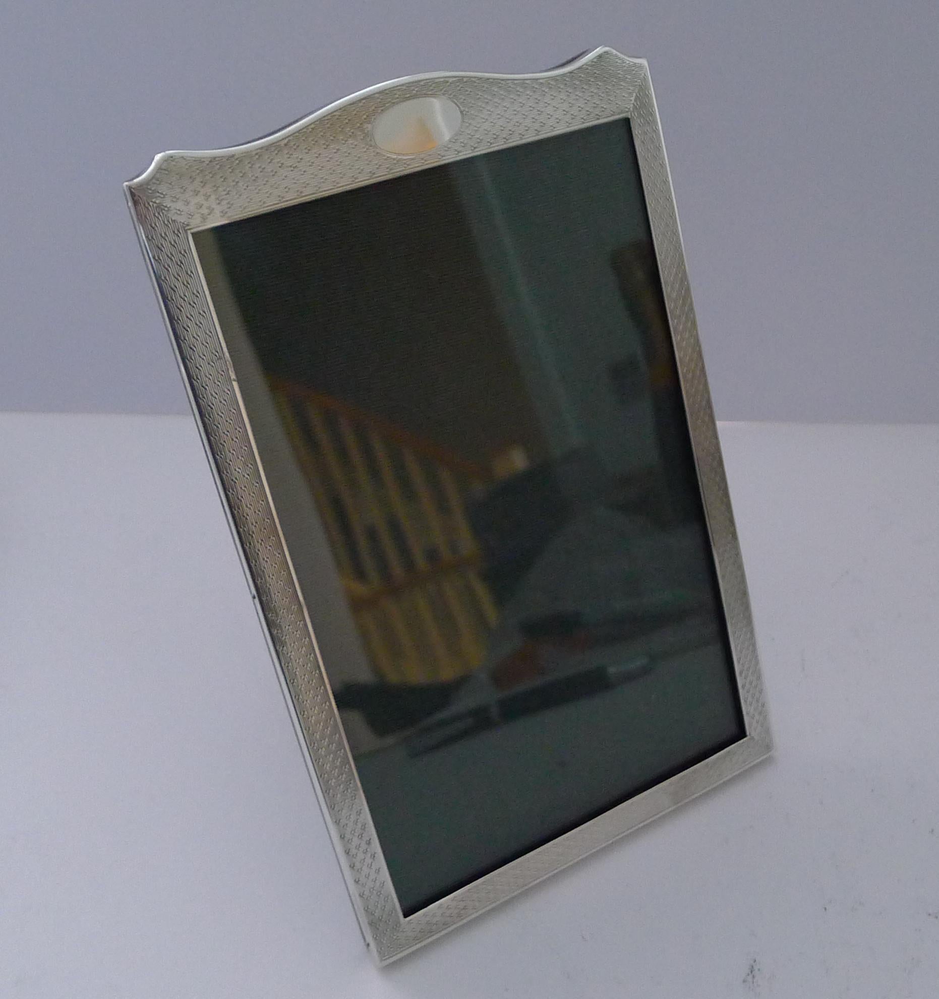 British Antique Engine-Turned Sterling Silver Picture Frame