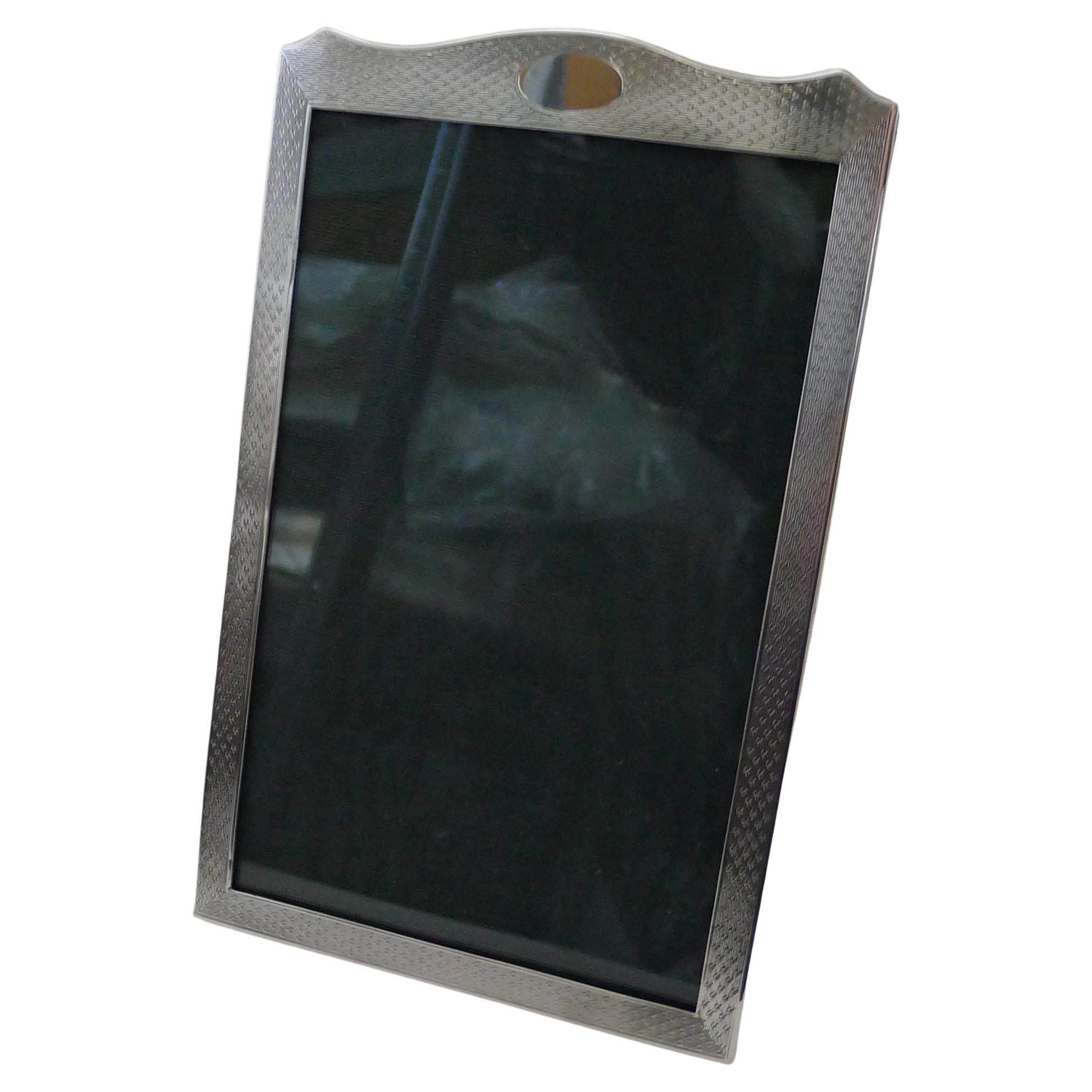 Antique Engine-Turned Sterling Silver Picture Frame For Sale