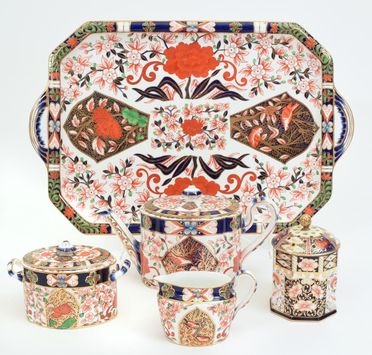 Late 19th Century Antique England Royal Crown Derby Imari Porcelain Tea Service