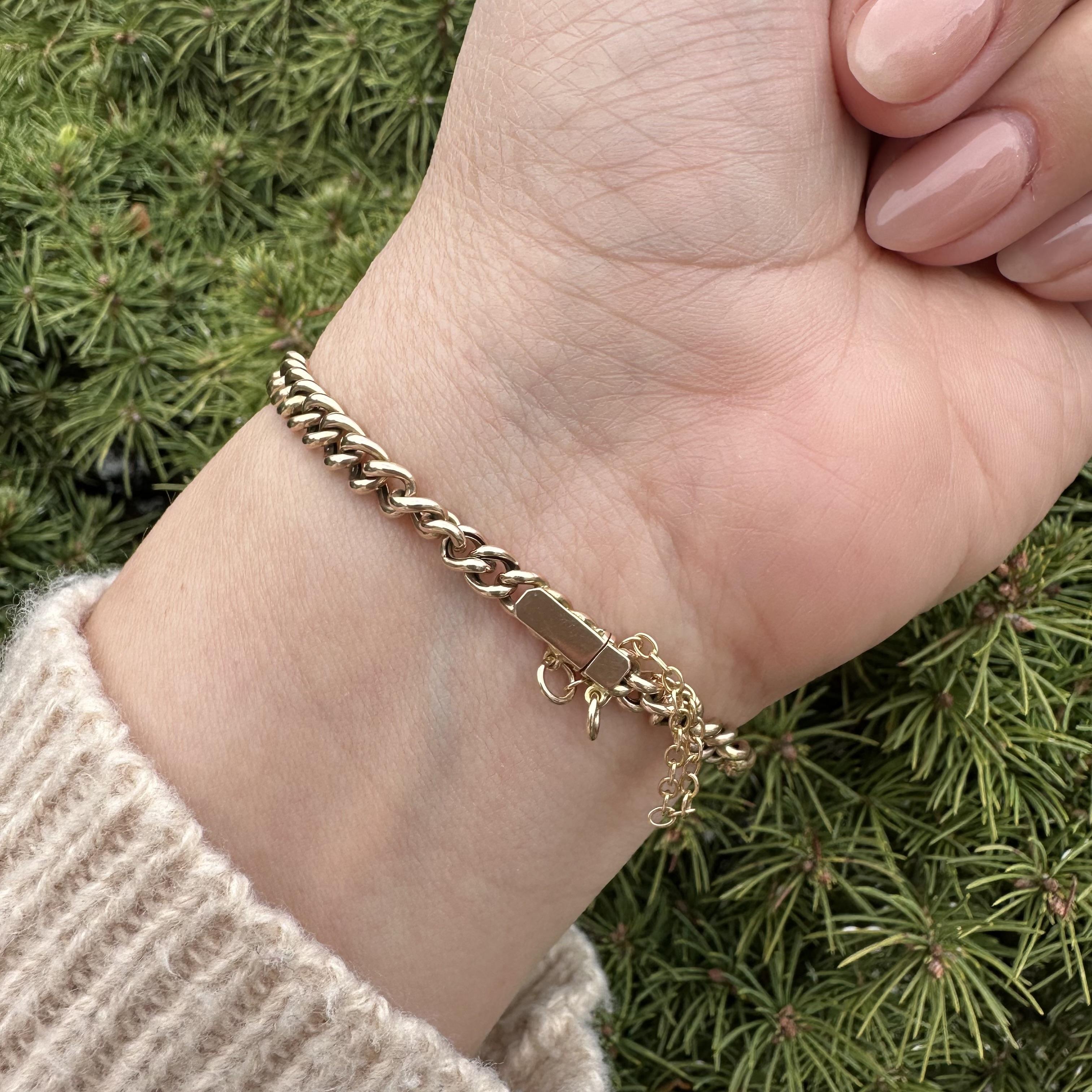 Bracciale a catena inglese antico in oro giallo 10ct con turchese graduato In condizioni buone in vendita a Montclair, NJ