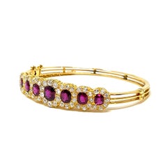 Antiker englischer Armreif aus 15 Karat Gold mit Rubin und Diamanten, um 1880-1900