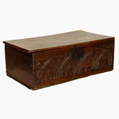 Antique English 17th Century Charles II Carved Oak Bible Document Deed Box 1680