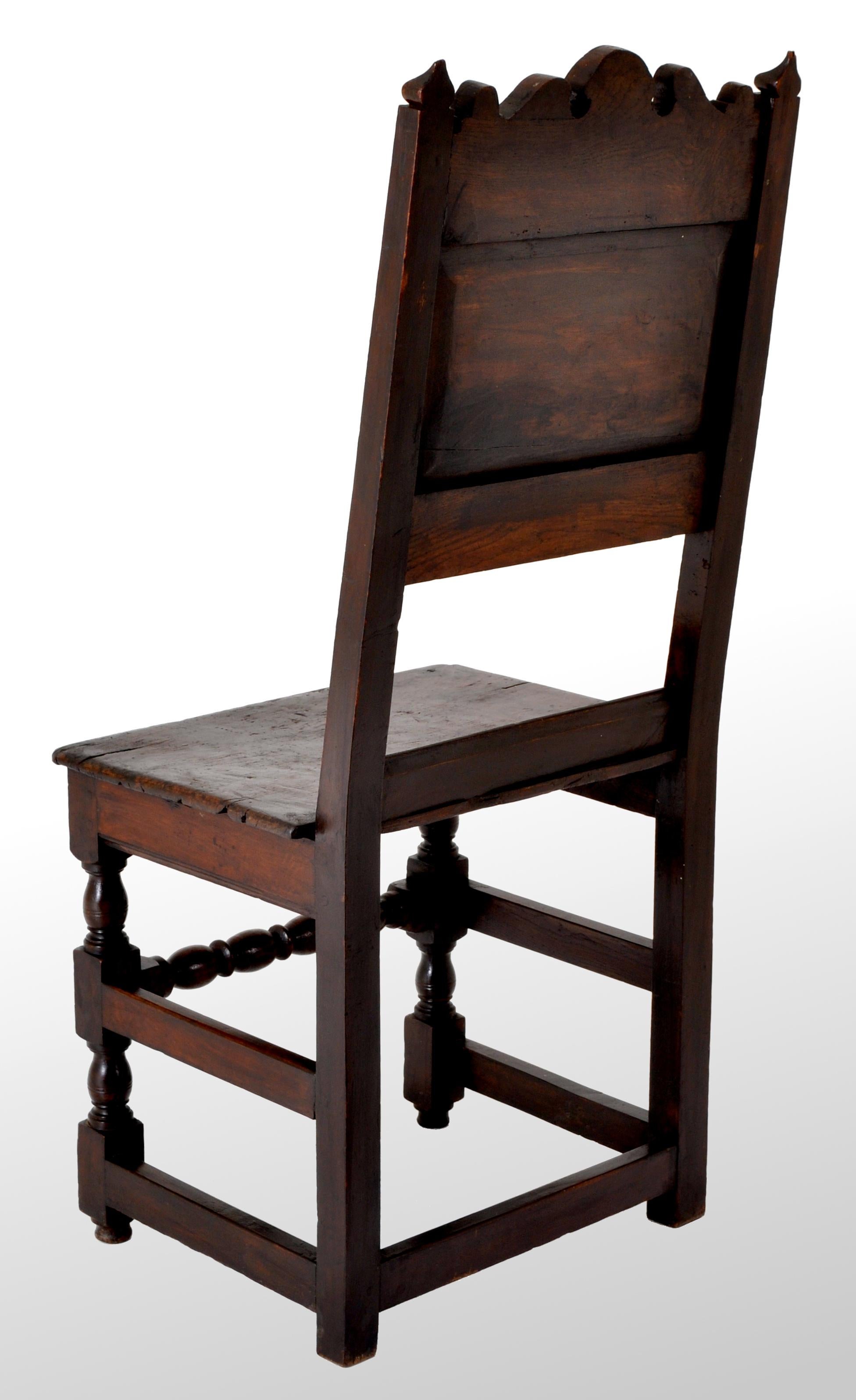 Antique English 17th Century Jacobean Carved Oak Joined Chair, circa 1640 3