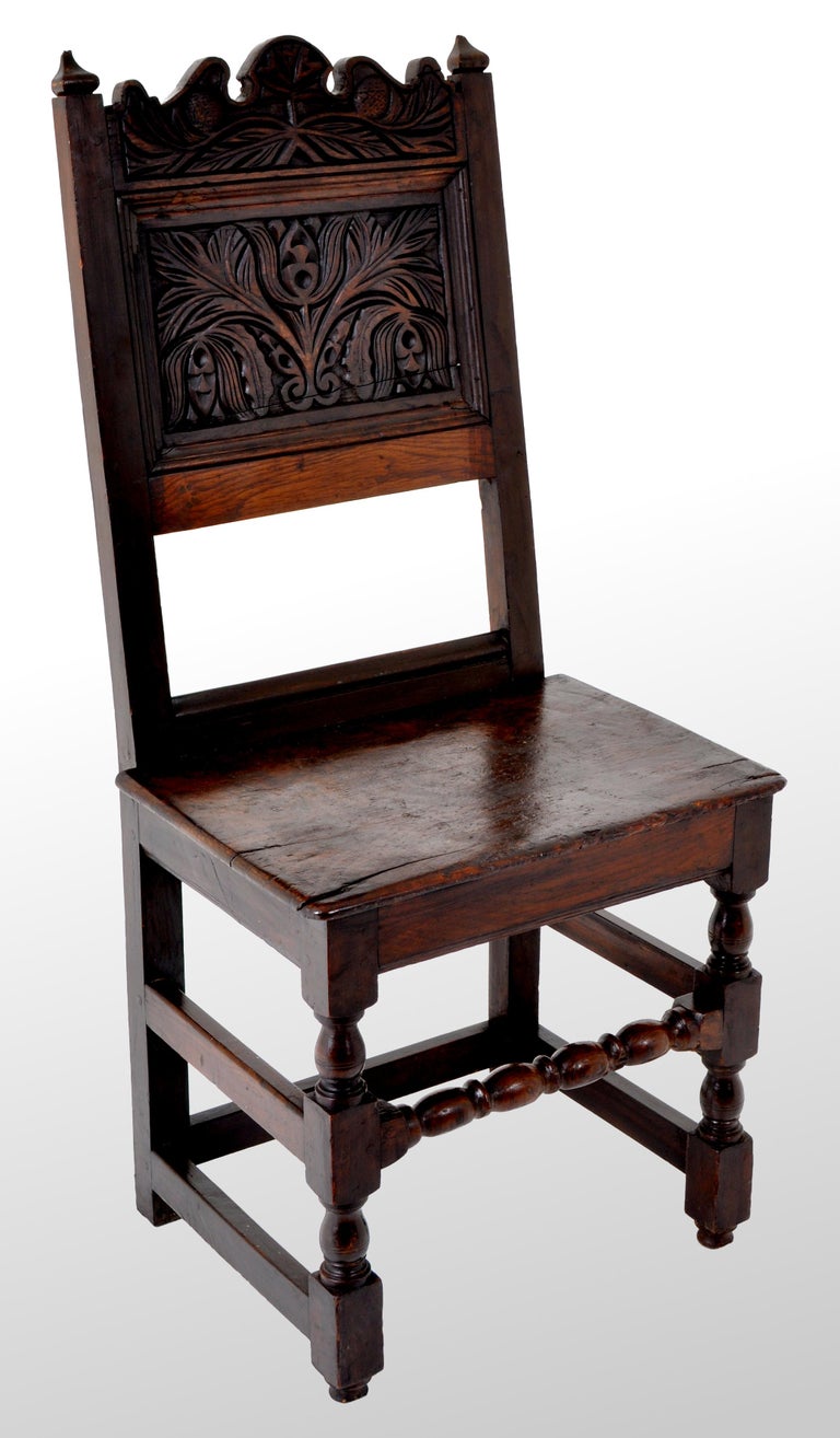 Antique English 17th Century Jacobean Carved Oak Joined Chair, circa 1640 at 1stDibs 17th