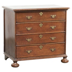 Antique English 17th century oak chest of drawers and ball legs