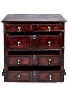 Antique English 17th Century William and Mary Jacobean Oak Chest of Drawers